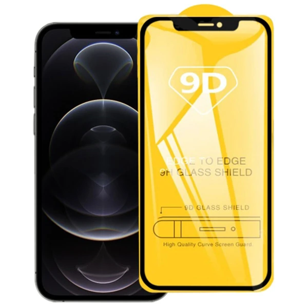 ALLY İPhone 12/12 Pro 6.1 9D Full Glue Tempered Cam Ekran Koruyucu
