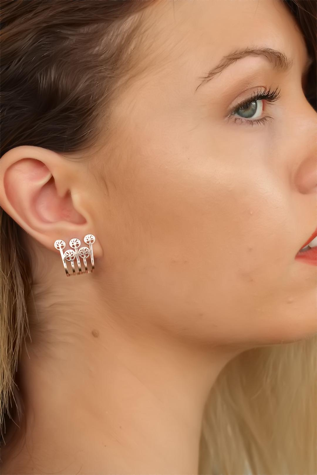 Rose Renk Ağaçlı Bayan Küpe 5886