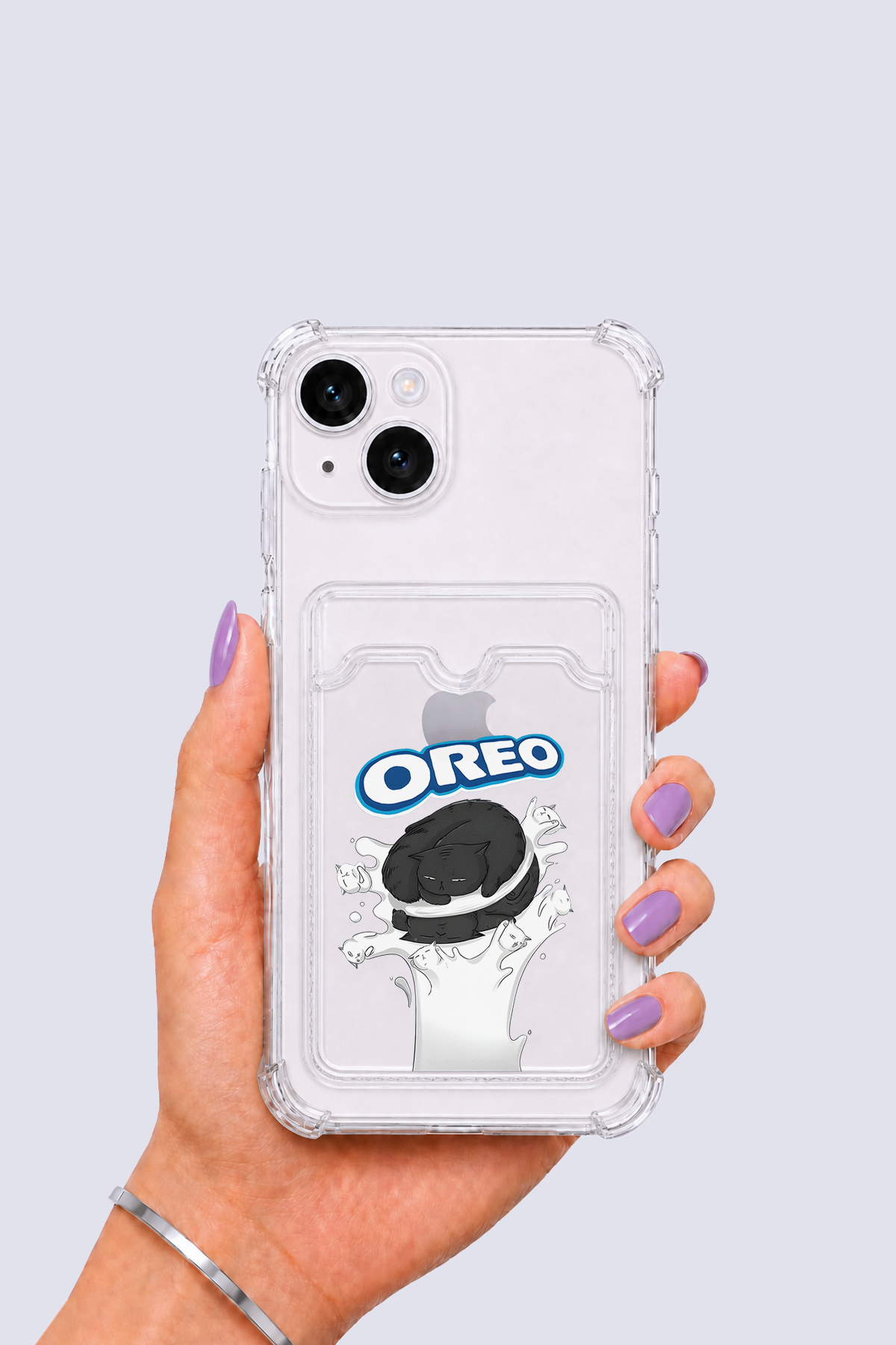 iPhone 15 Kartlıklı OREO Desenli Kılıf
