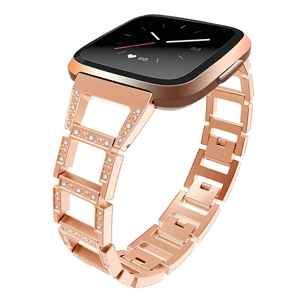 Fitbit Versa Metal Diamond İşlemeli Akıllı Saat Kayış Kordon
