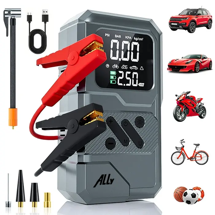 Ally ST-9654 Taşınabilir Göstergeli Araç Lastik Şişirme Ve Starter Akü Takviye Seti