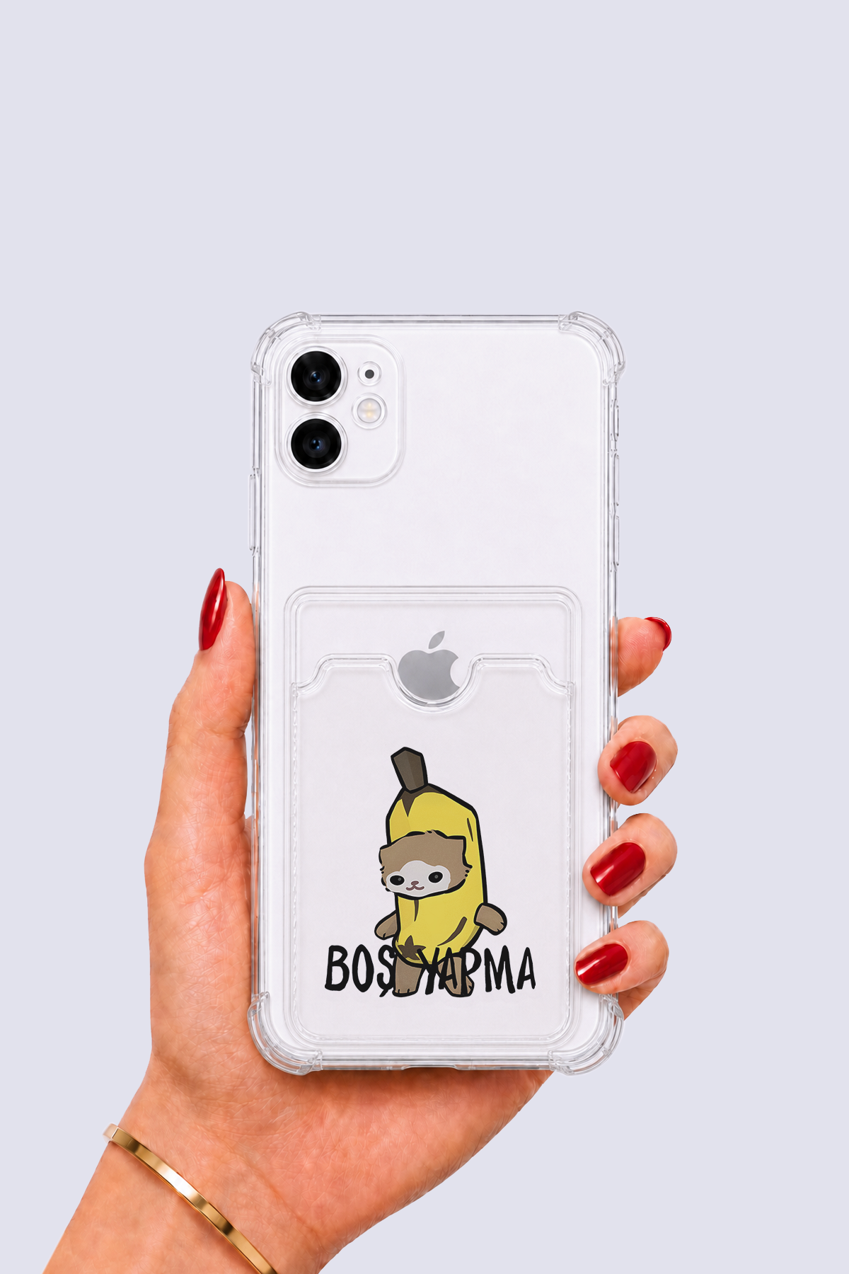 iPhone 11 Kartlıklı Boş Yapma Desenli Kılıf
