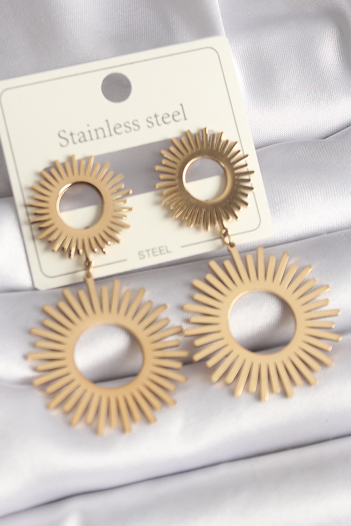 316L Çelik Gold Renk Güneş Model Kadın Küpe 5886