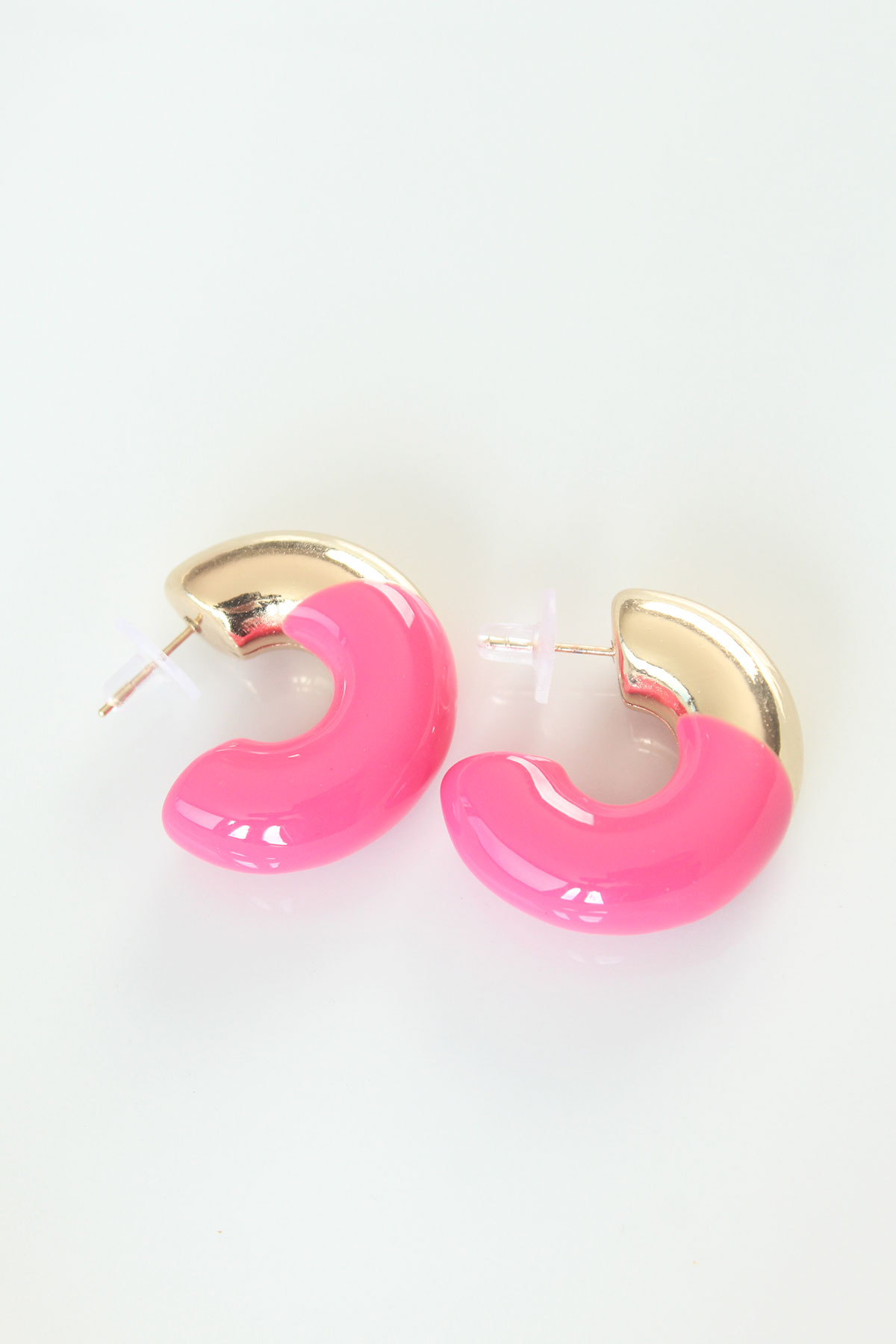 CCB Pembe Gold Çift Renk Küpe 5886