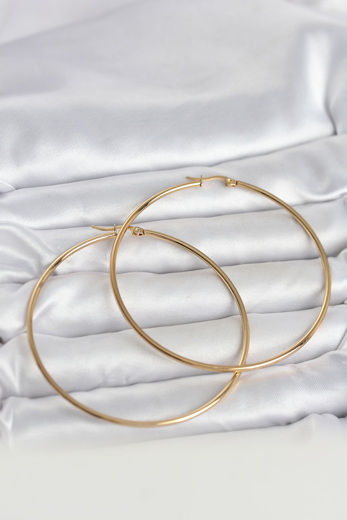 316L Çelik Gold Renk 70 mm Kadın Halka Küpe 5886
