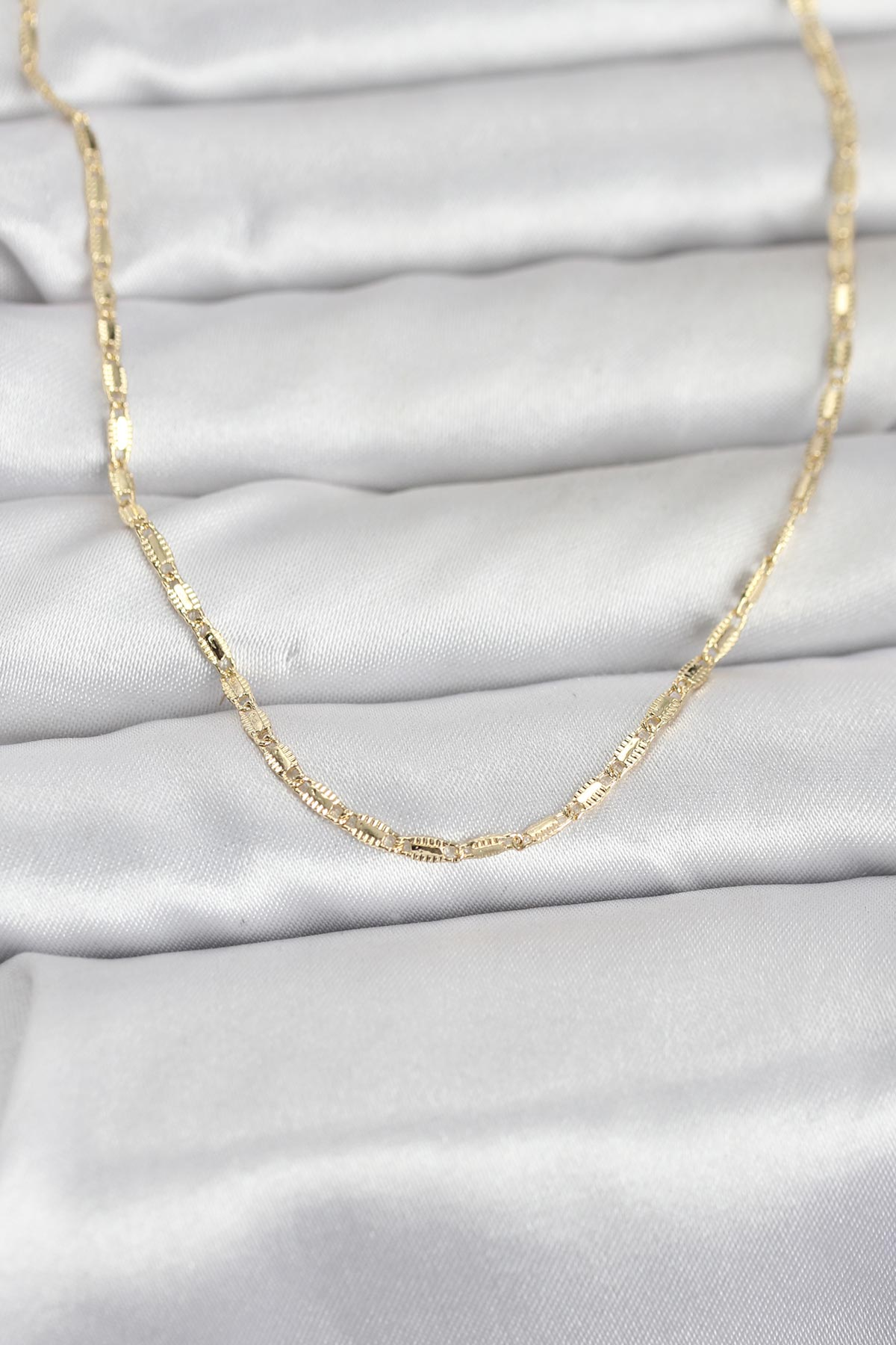 CM 14K Gold Renk Lazerli Zincir Model 60 cm Kadın Kolye 5886