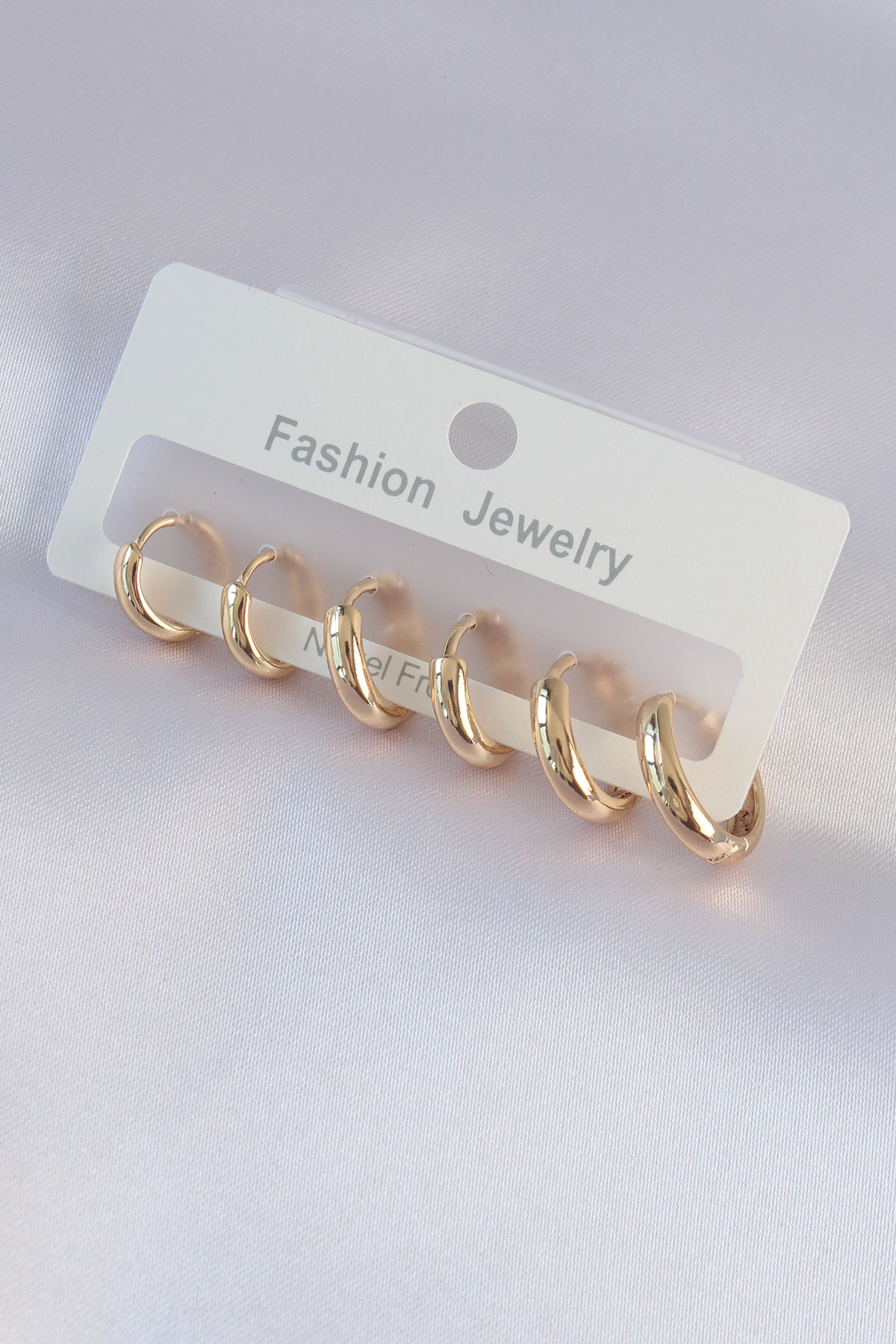 Pirinç Gold Renk Oval Küpe Seti 5886