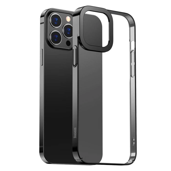 Baseus Glitter iPhone 13 Pro Max 6.7inç Kılıf Renkli Kenar Şeffaf Silikon
