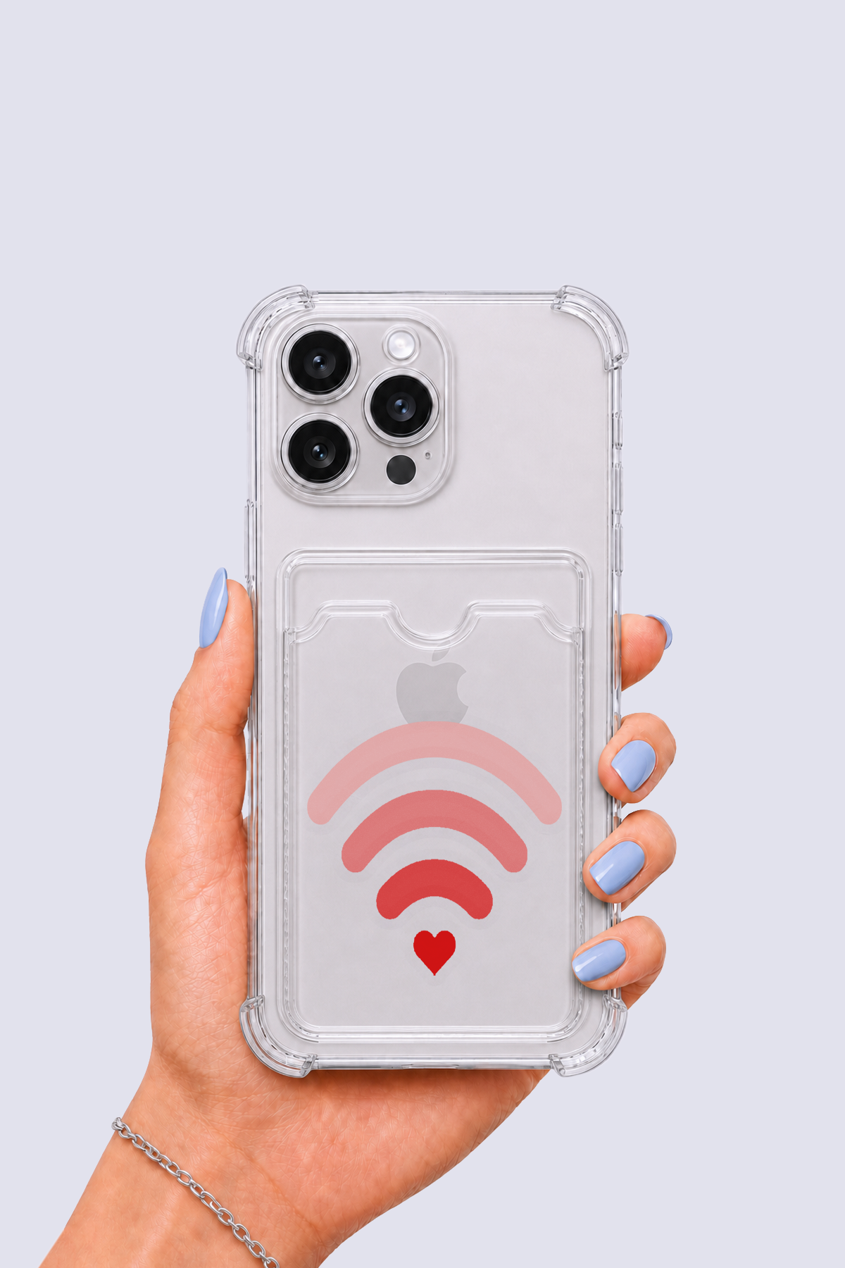 iPhone 15 Pro Max Kartlıklı Aşk Sinyali Desenli Kılıf