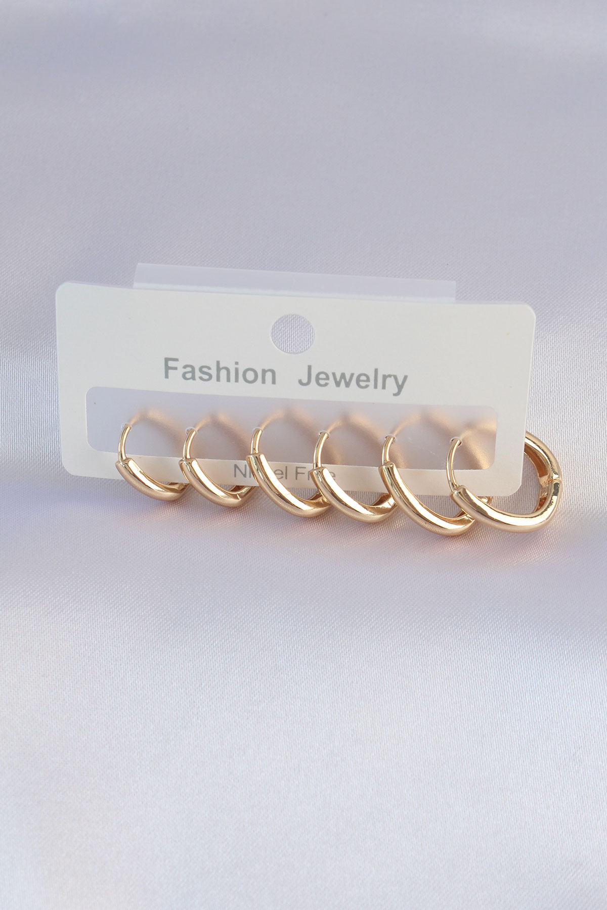 Pirinç Gold Renk Oval Küpe Seti 5886