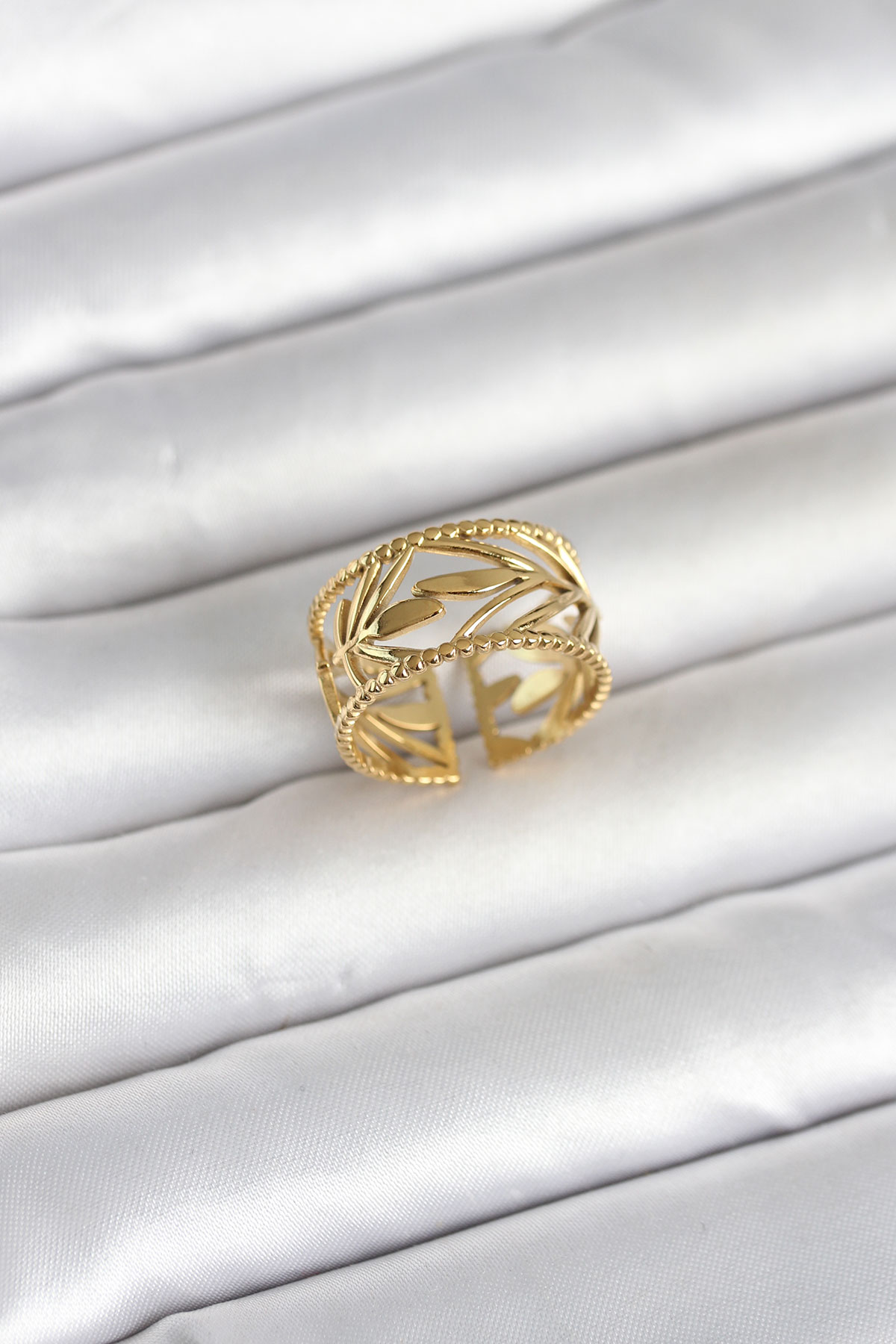 316L Çelik Gold Renk Başak Model Kadın Yüzük 5886