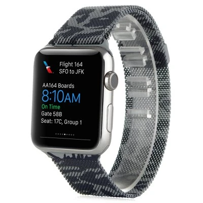 Ally Apple Watch 7-8 45mm 6-5-4 44mm Kayış Kordon Metal Milano Loop Kamuflaj 3-2-1 42mm