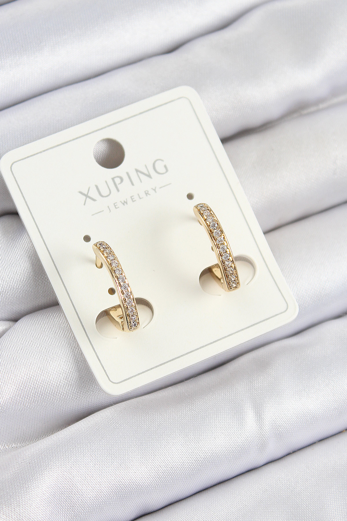 Xuping Zirkon Taşlı I Model Gold Renk Kadın Küpe 5886