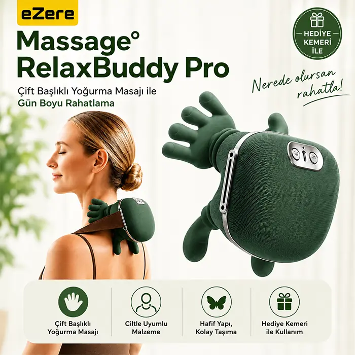 EZERE RelaxBuddy Pro OvmalıIsıtıcılı İnsan Eli Şeklinde Şarjlı Boyun Masaj Aleti