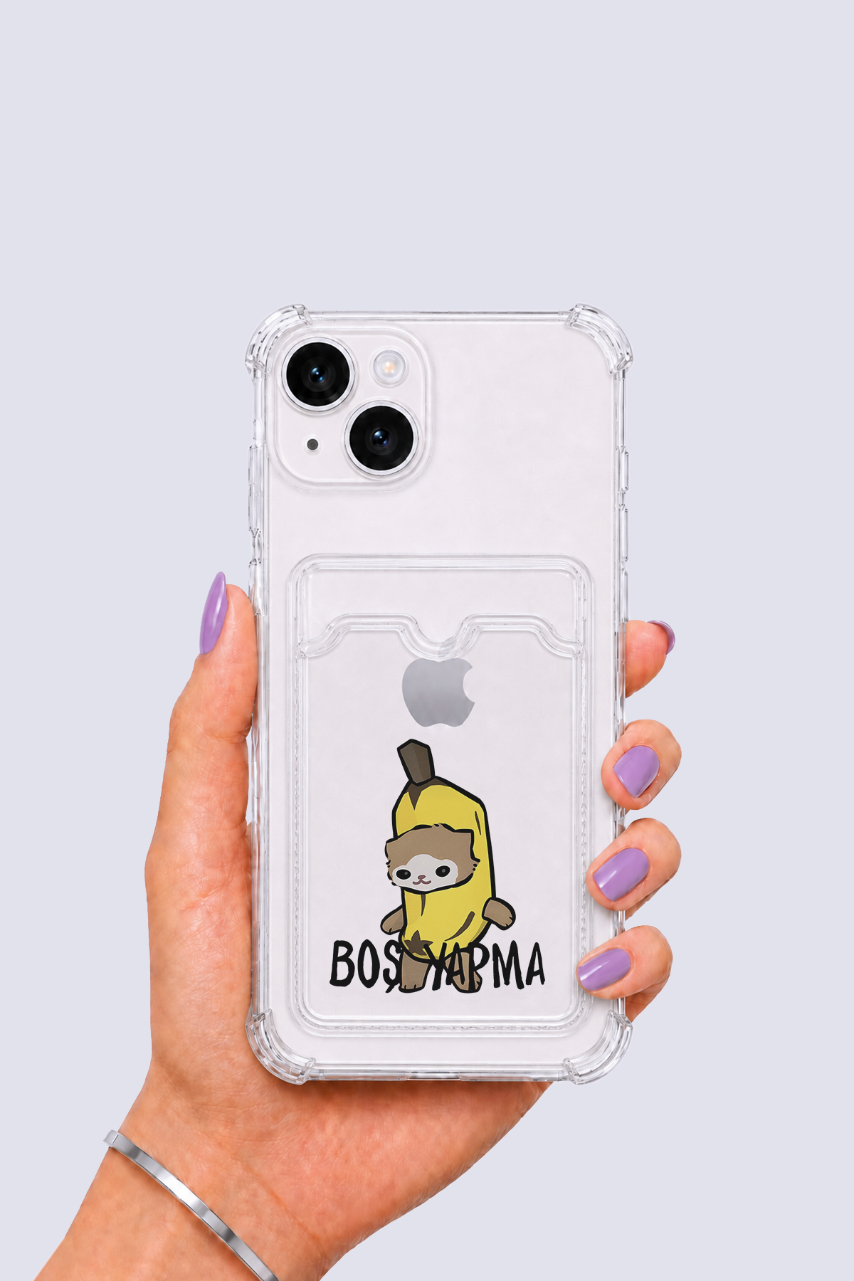 iPhone 14 Kartlıklı Boş Yapma Desenli Kılıf