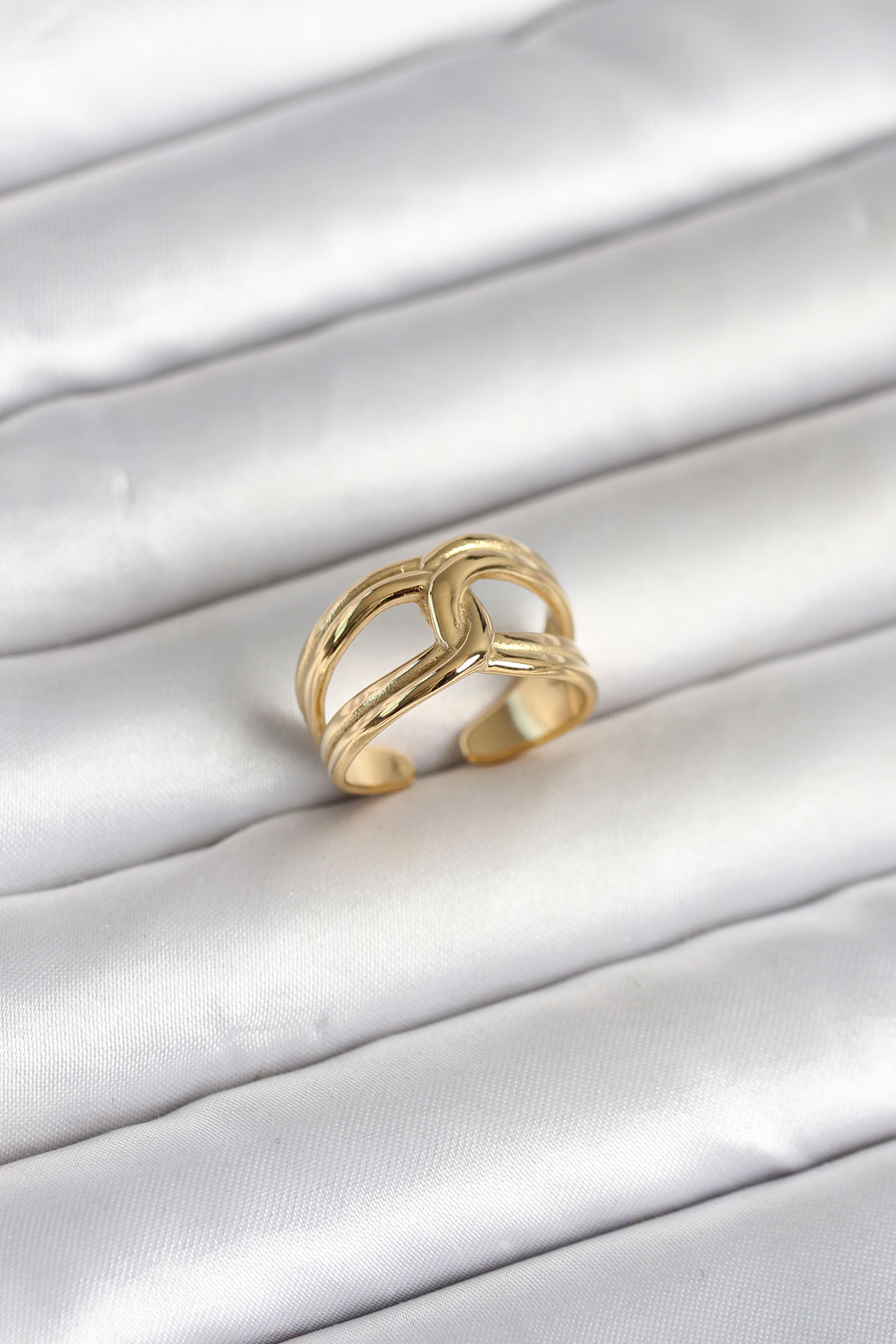 316L Çelik Gold Renk Düğüm Model Kadın Yüzük 5886