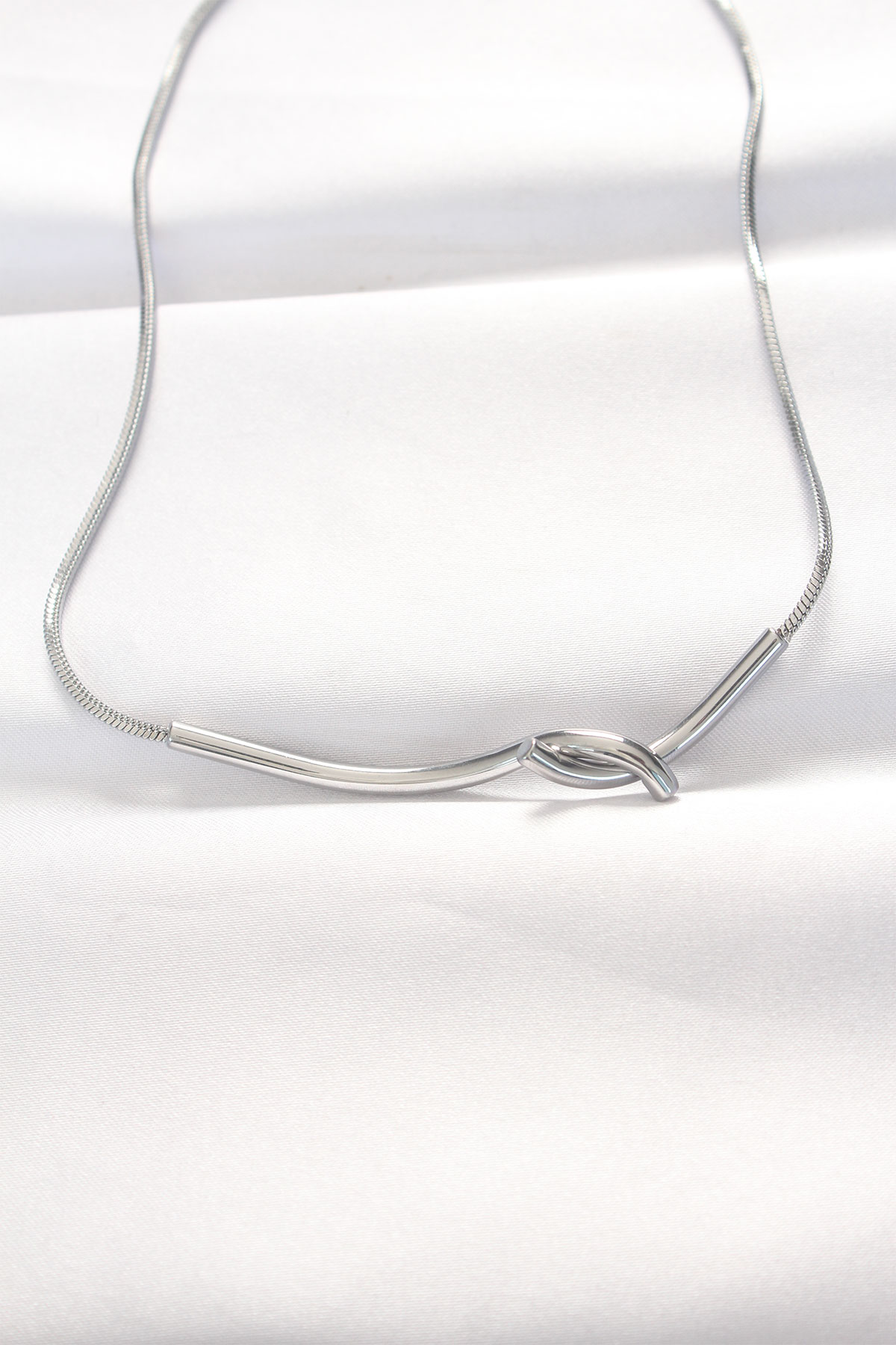 316L Çelik Silver Renk Kolye 5886