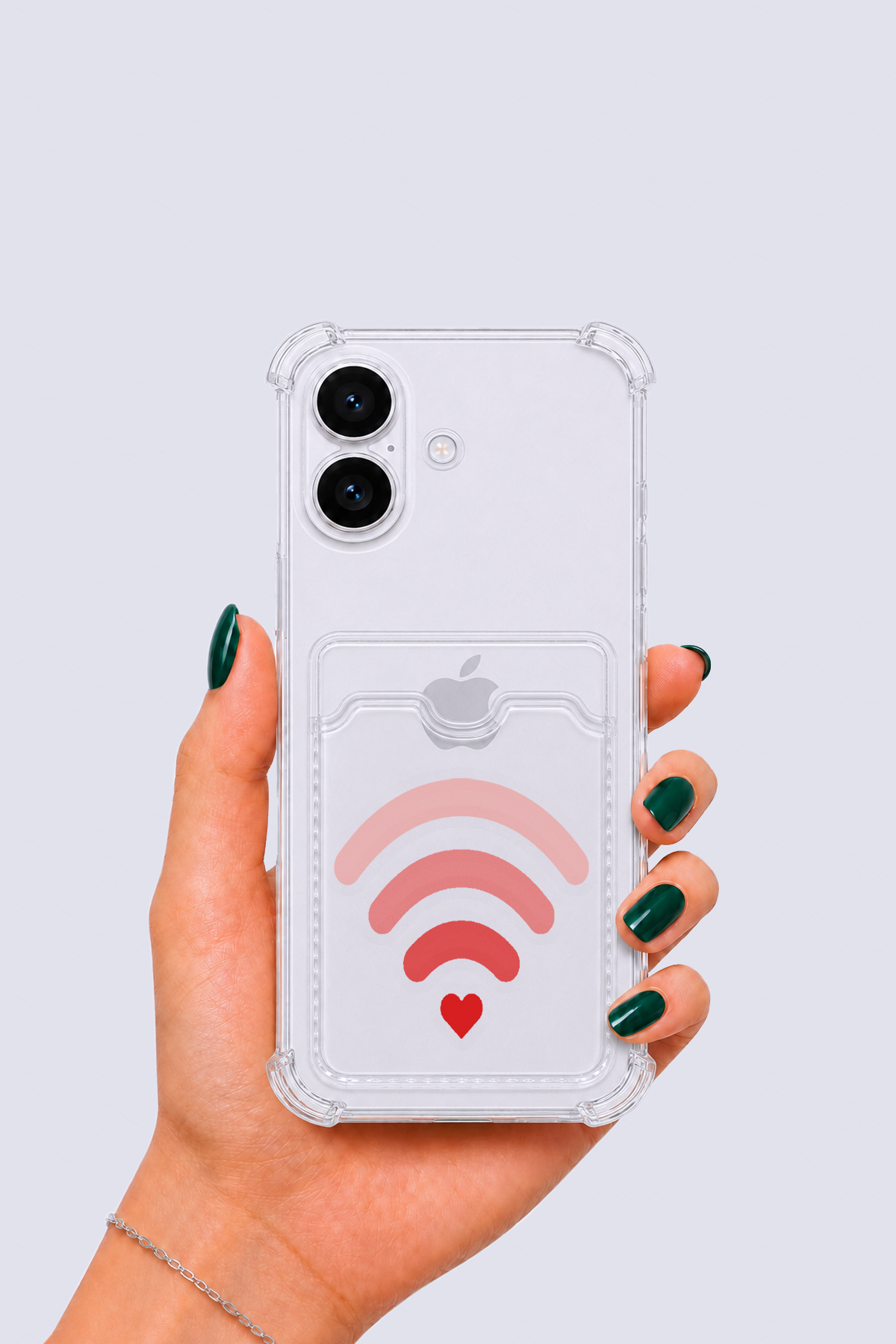 iPhone 16 Kartlıklı Aşk Sinyali Desenli Kılıf