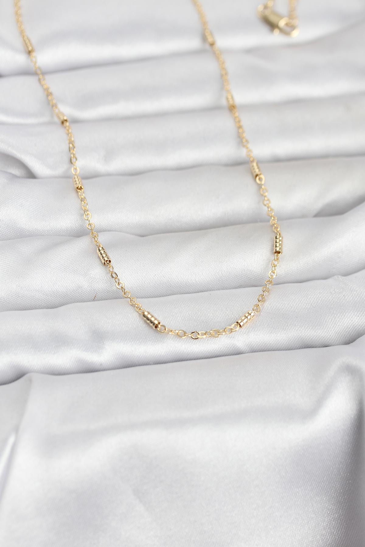 CM 14K Gold Renk Bar Zincir Model 60 cm Kadın Kolye 5886