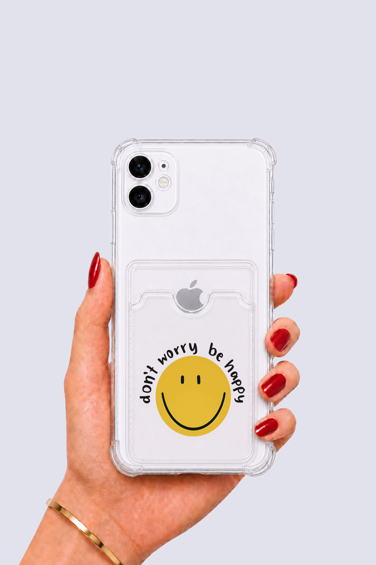 iPhone 11 Kartlıklı Gülücük Desenli Kılıf