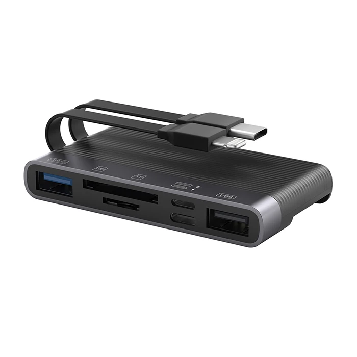 ALLY NK-1048HD 6in1 USB + Type-C + Lightning + SD-TF Kart Okuyucu Çevirici Adaptör