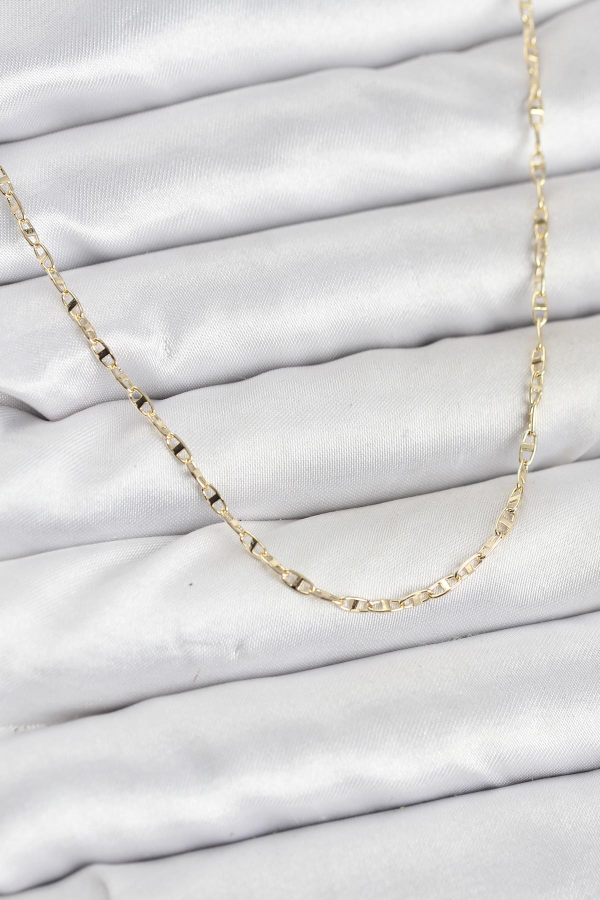 CM 14K Gold Renk Pirinç Gemi Zinciri Model Kadın Kolye 5886