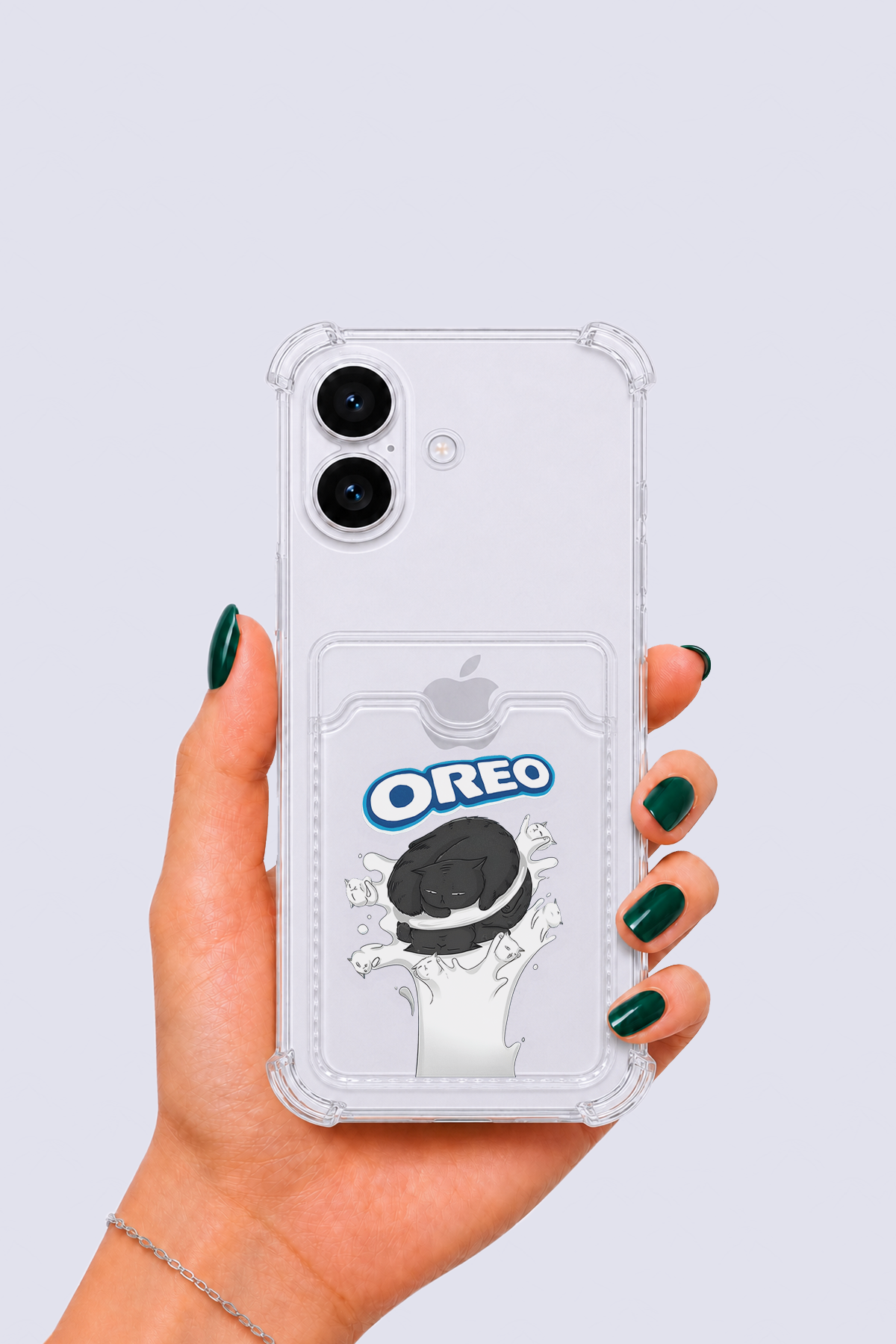 iPhone 16 Kartlıklı OREO Desenli Kılıf