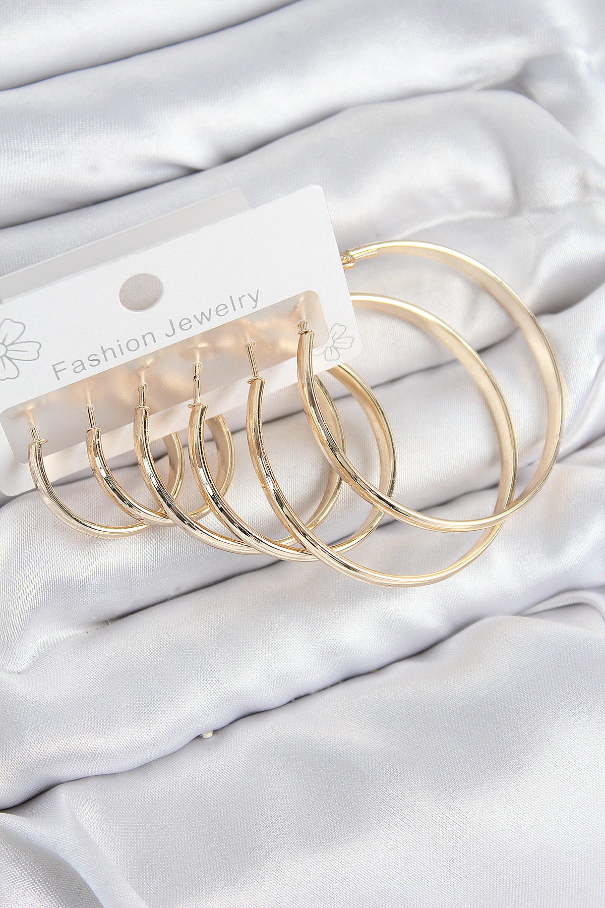 Pirinç Halka Model Gold Renk Kadın Set Küpe 5886