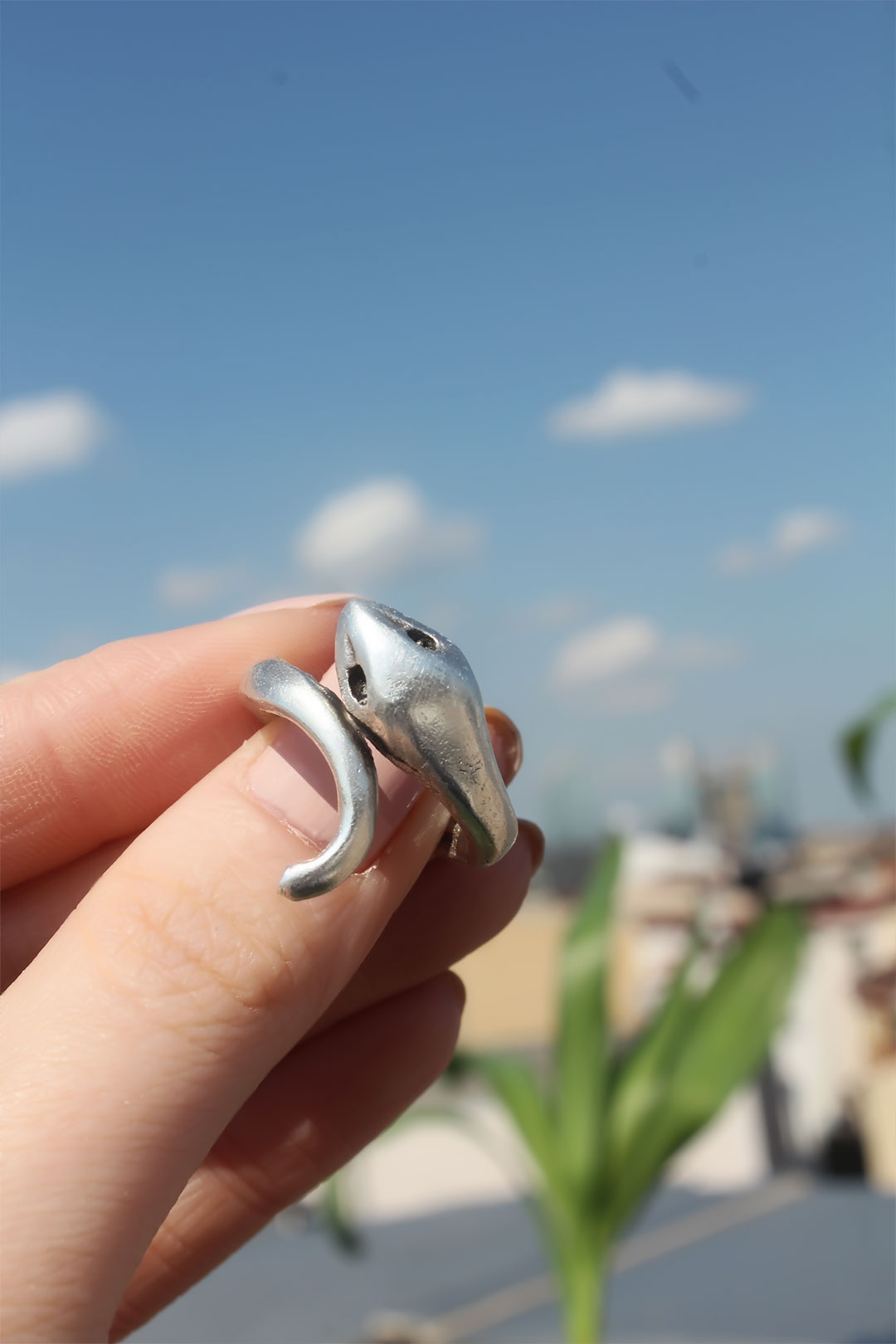 Metal Yılan Figürlü Ayarlamalı Antik Yüzük 5886