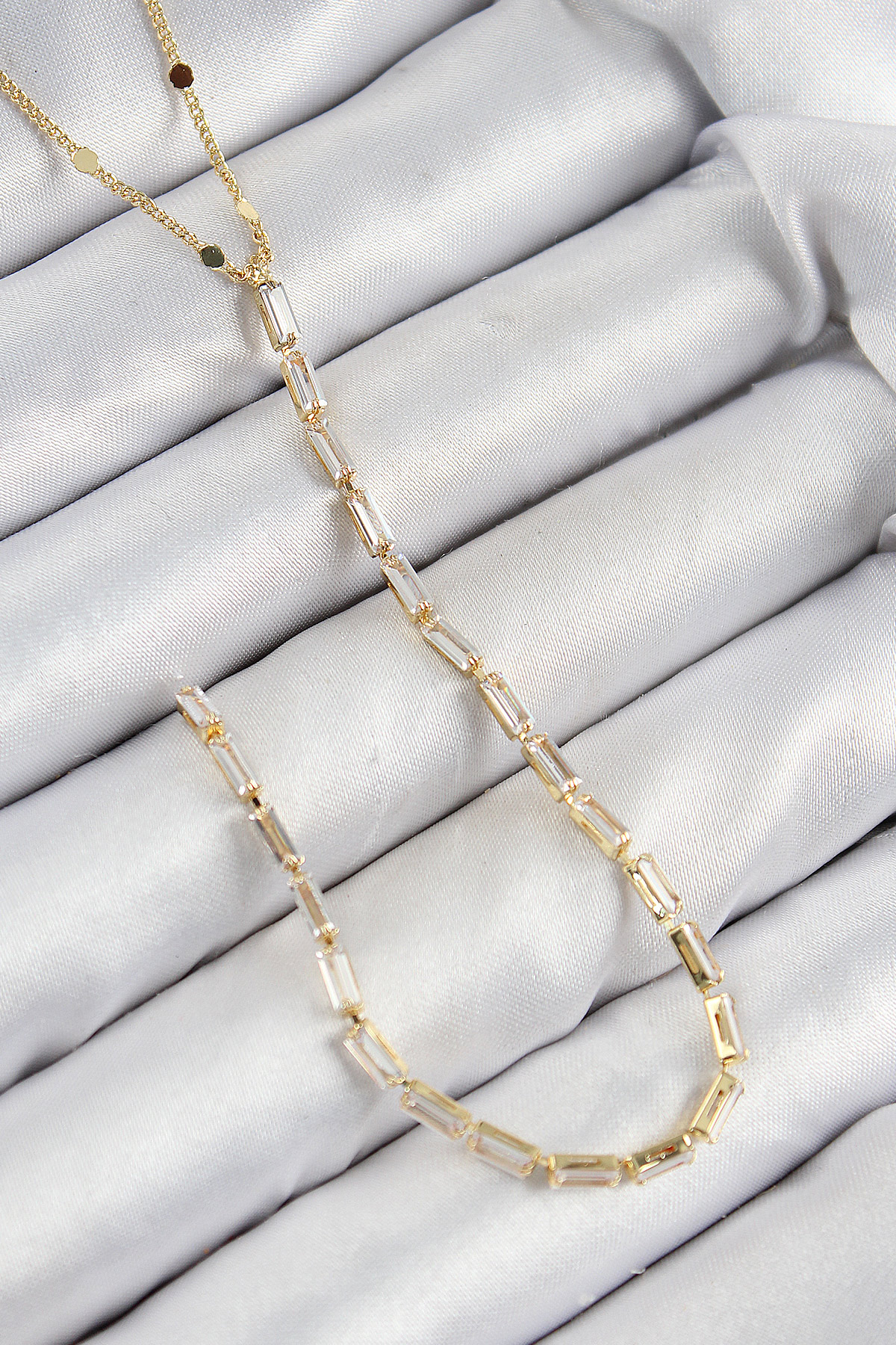 Pirinç Zirkon Taşlı Model Gold Renk Y Kolye 5886
