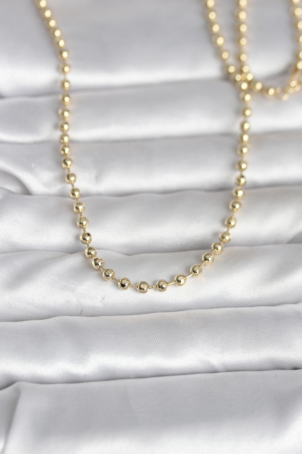 CM 14K Gold Renk Top Zincirli Model 60 cm Kadın Kolye 5886