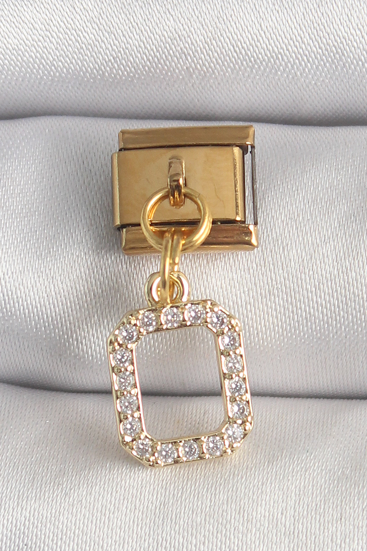 316L Çelik Gold Renk Sallantı Kare Zirkon Taşlı Nomination Charm 5886
