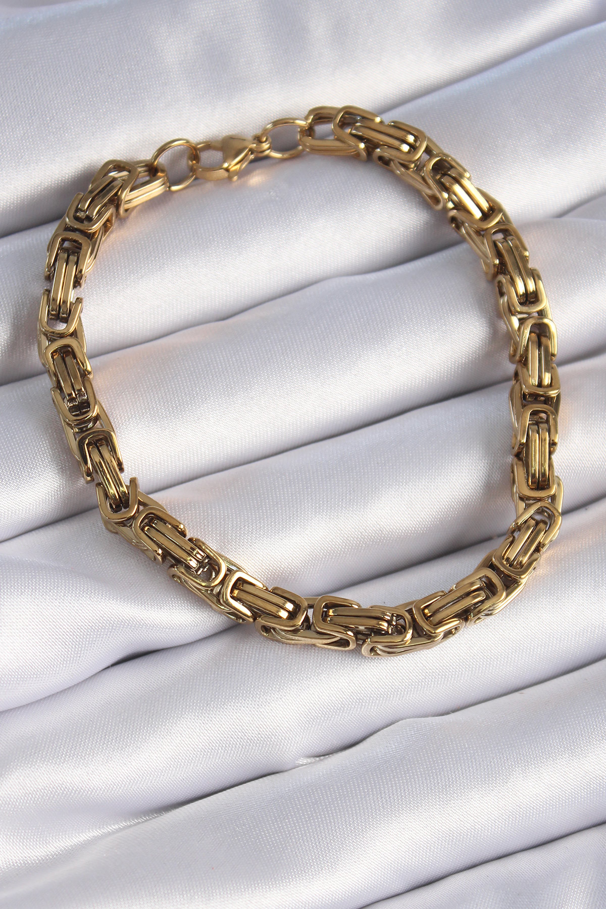 316L Çelik Gold Renk Kral Zincir Model Erkek Bileklik 5886