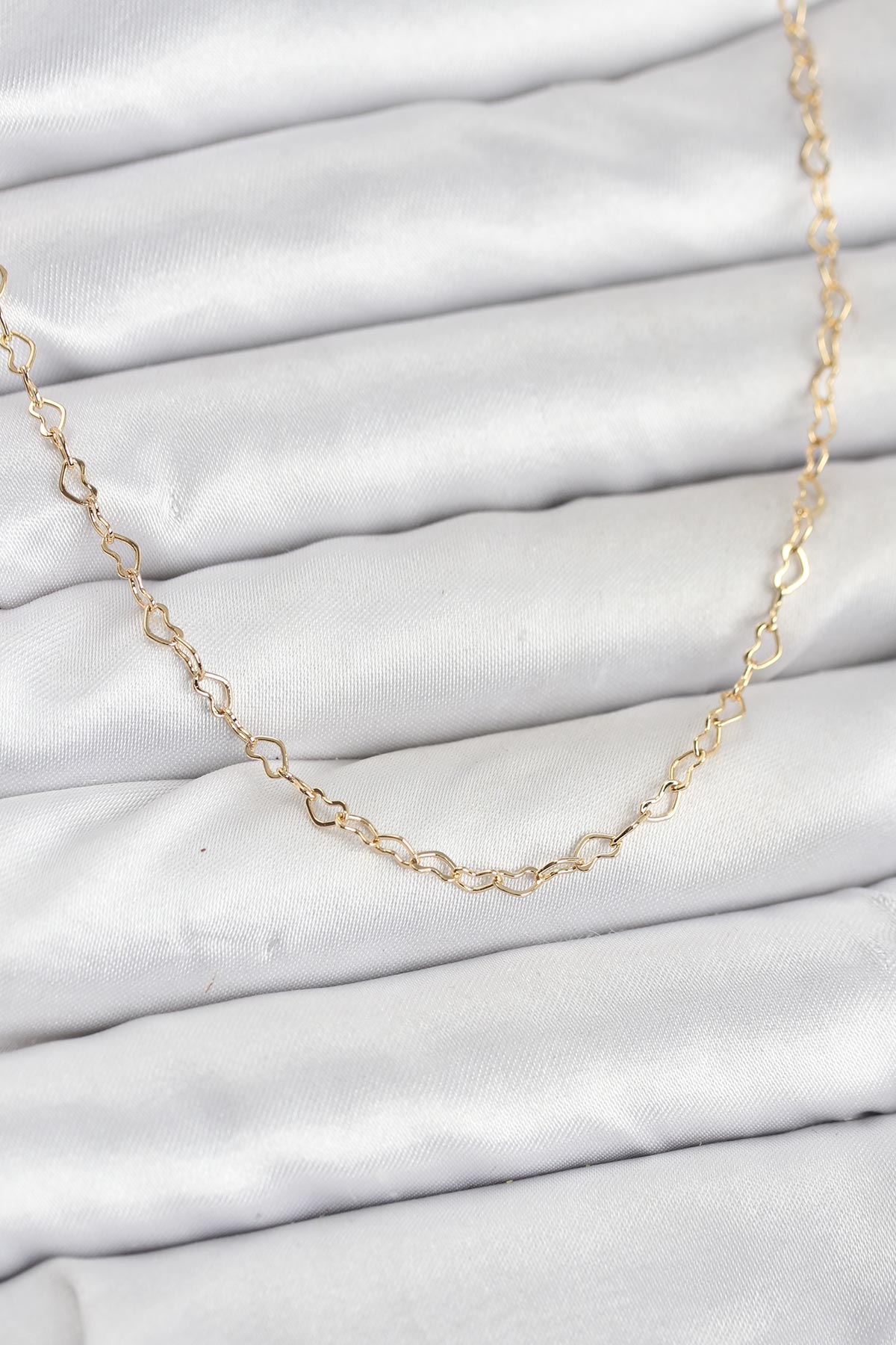 CM 14K Gold Renk Kalp Zincirli Kadın Kolye 5886