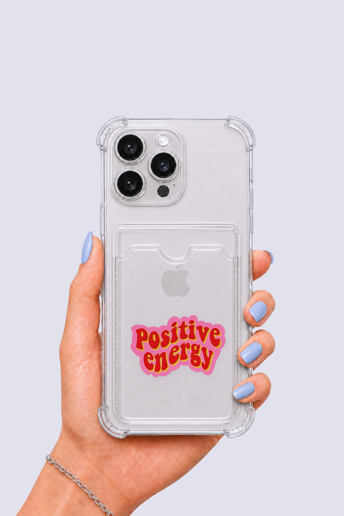 iPhone 15 Pro Max Kartlıklı Pozitif Enerji Desenli Kılıf