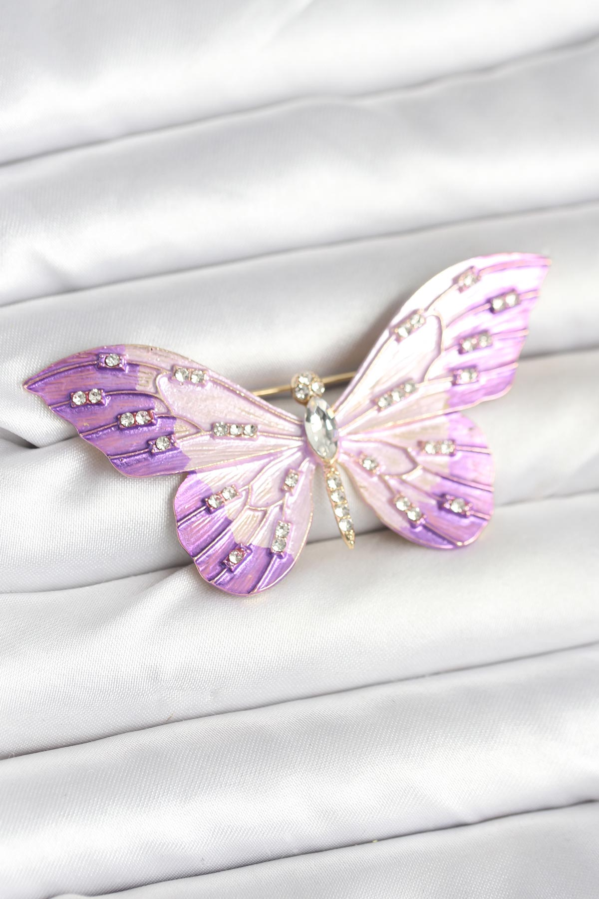 Lila Renk Kelebek Model Broş 5886