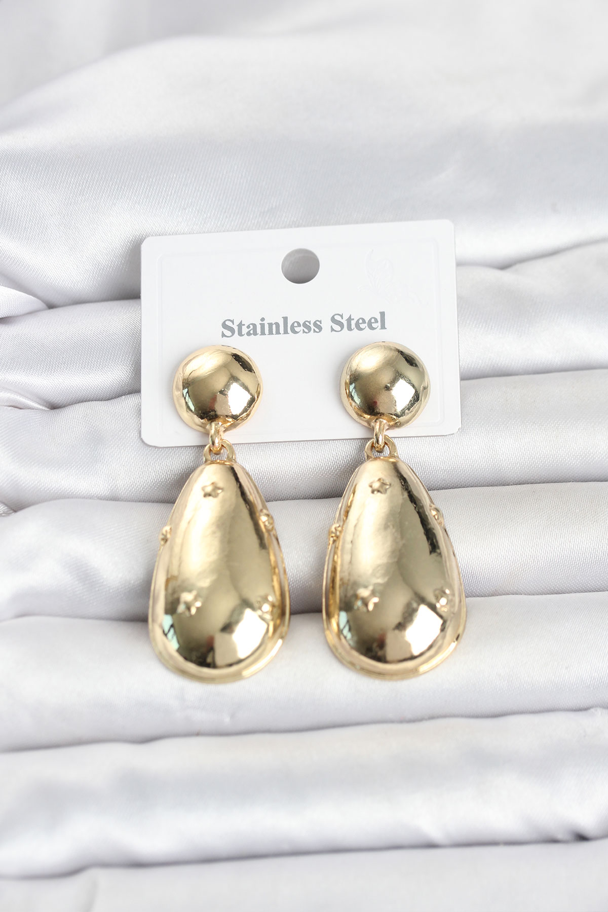 316L Çelik Gold Renk Damla Model Kadın Küpe 5886