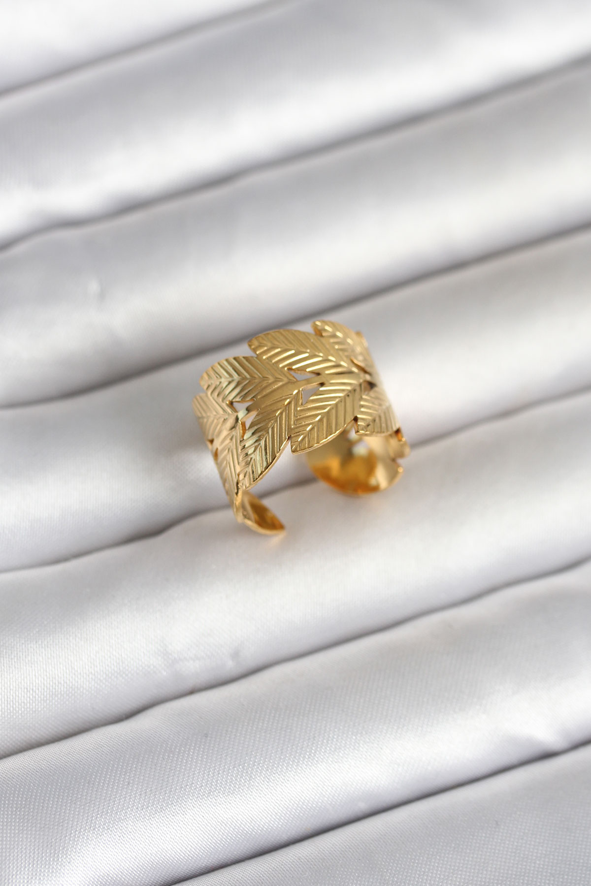 316L Çelik Gold Renk Başak Modeli Kadın Yüzük 5886