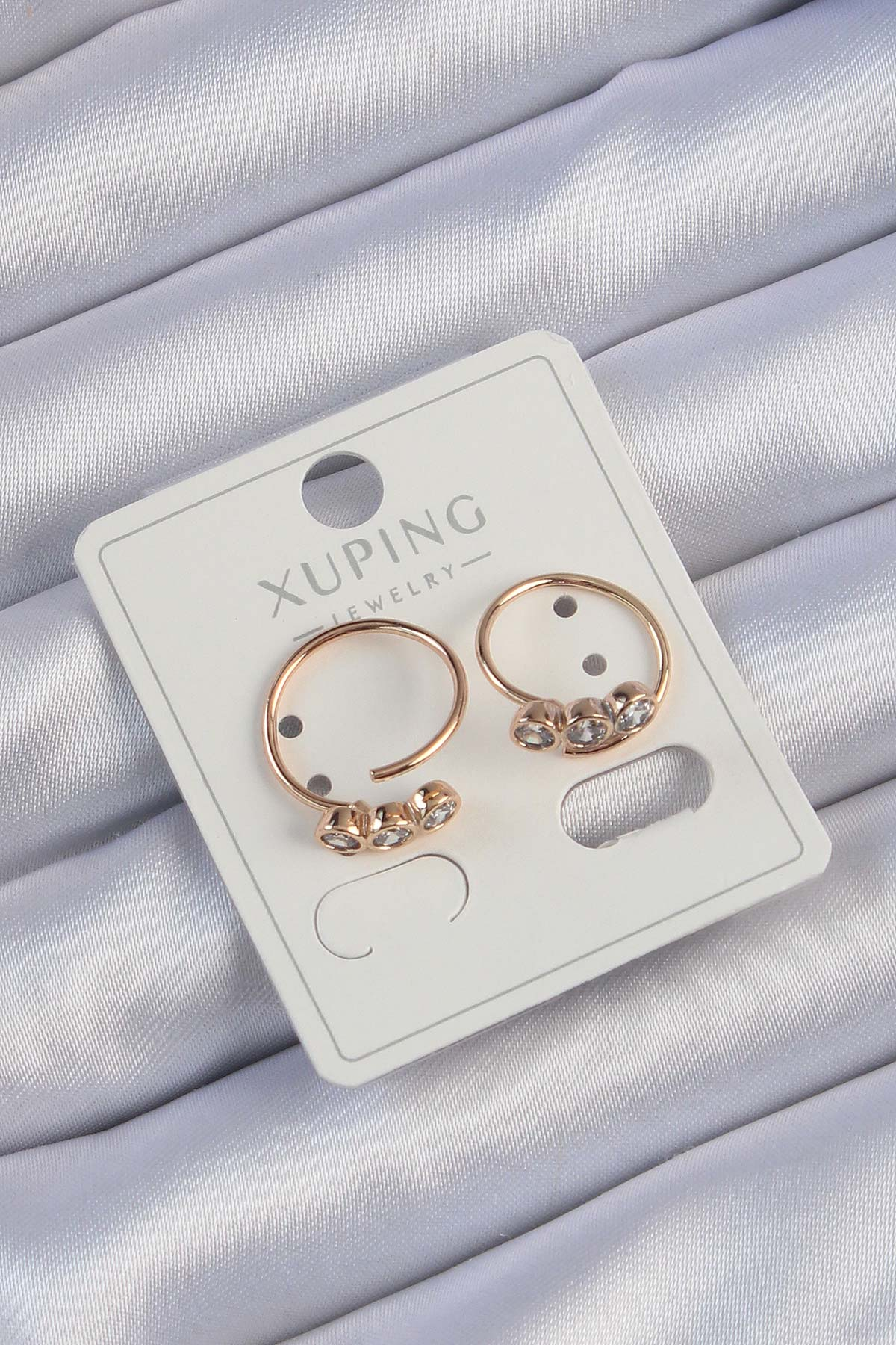 Xuping Rose Renk Zirkon Taşlı Su Yolu Küpe 5886