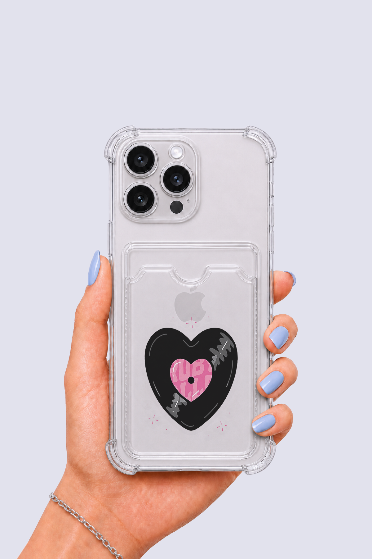 iPhone 15 Pro Max Kartlıklı Vinly Desenli Kılıf