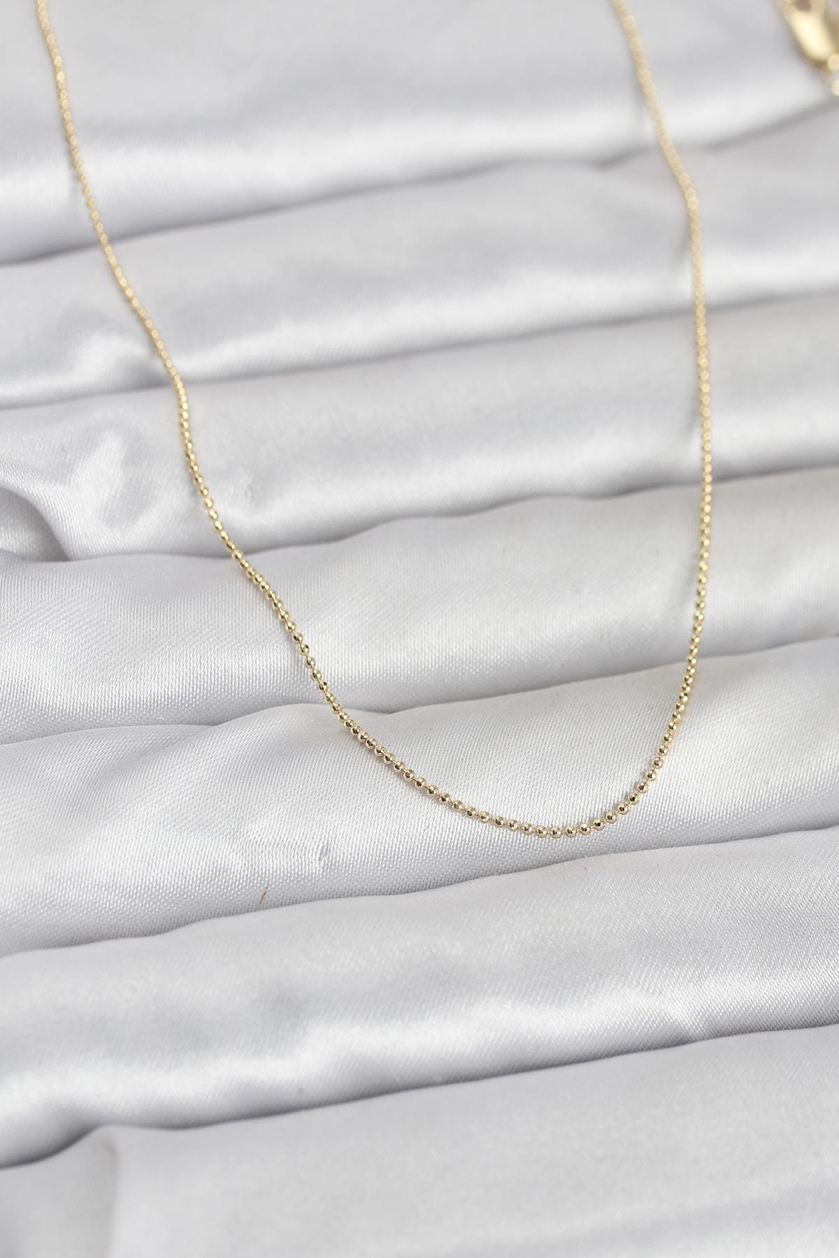 CM 14K Gold Renk İnce Top Zincirli 60 cm Kadın Kolye 5886