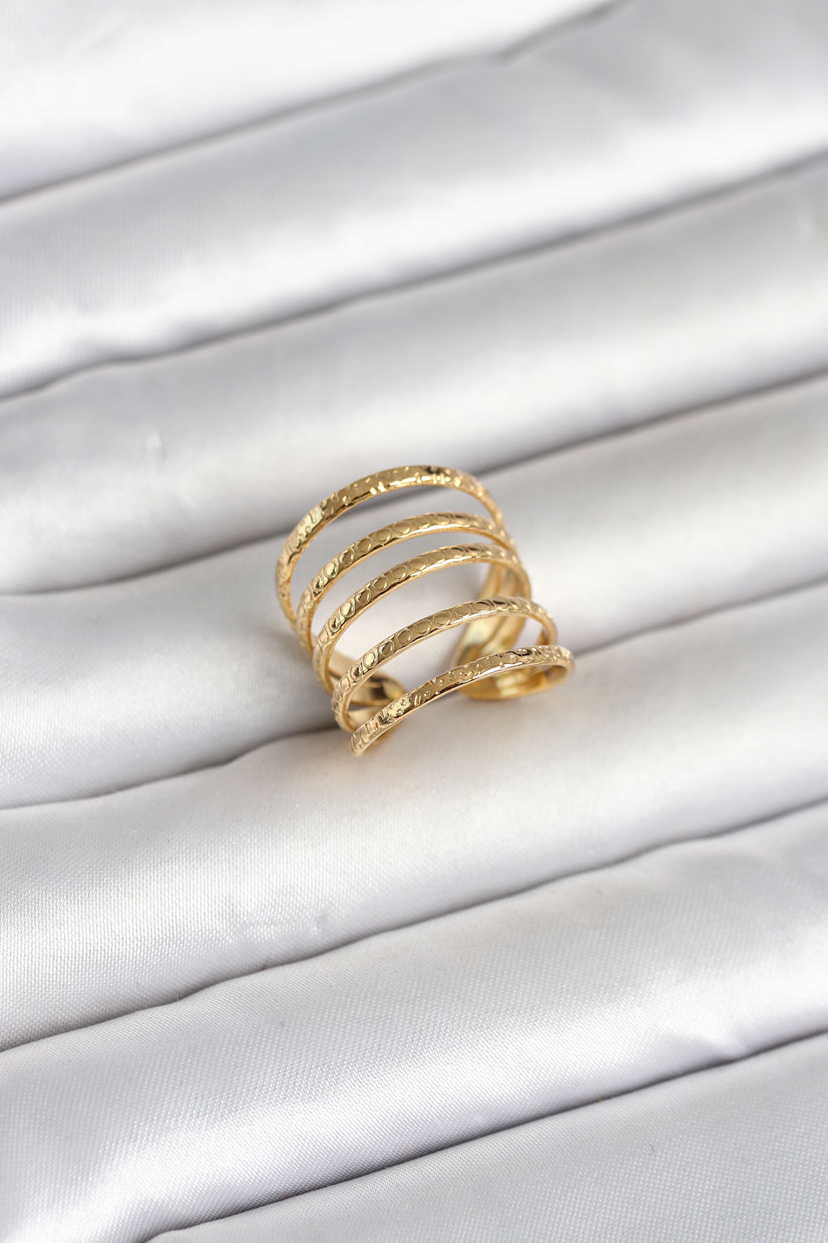 316L Çelik Gold Renk Sıralı Model Kadın Yüzük 5886