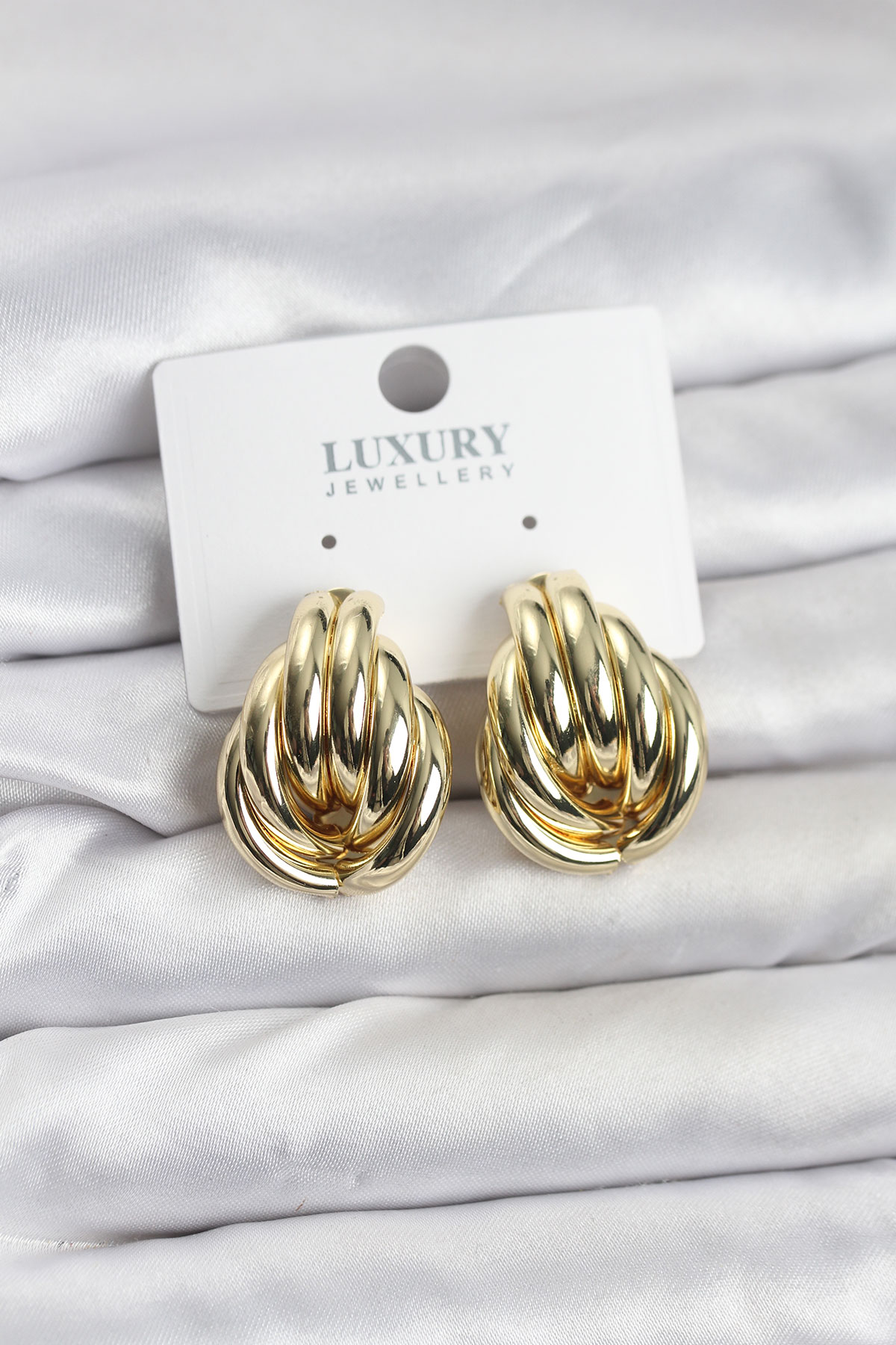 Pirinç Gold Renk Vintage Kadın Küpe 5886