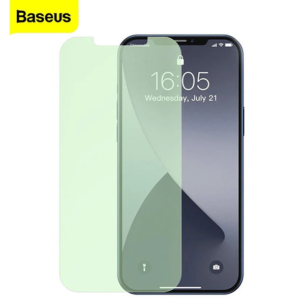 BASEUS  İPhone 12/ 12 Pro 6.1 0.30mm Full Tempered Cam Ekran Koruyucu 2Set Anti-Bluelight