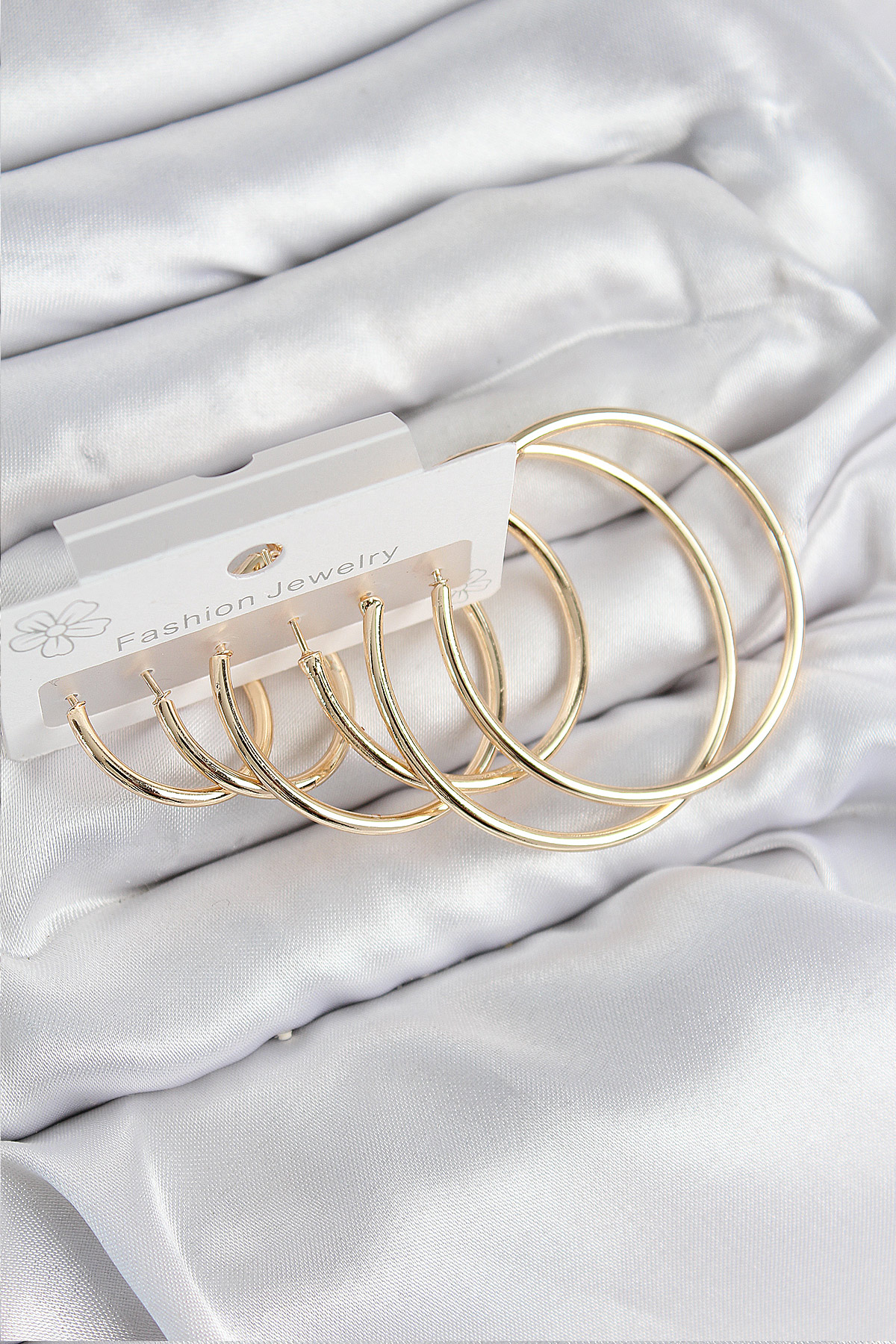 Pirinç Halka Model Gold Renk Kadın Set Küpe 5886