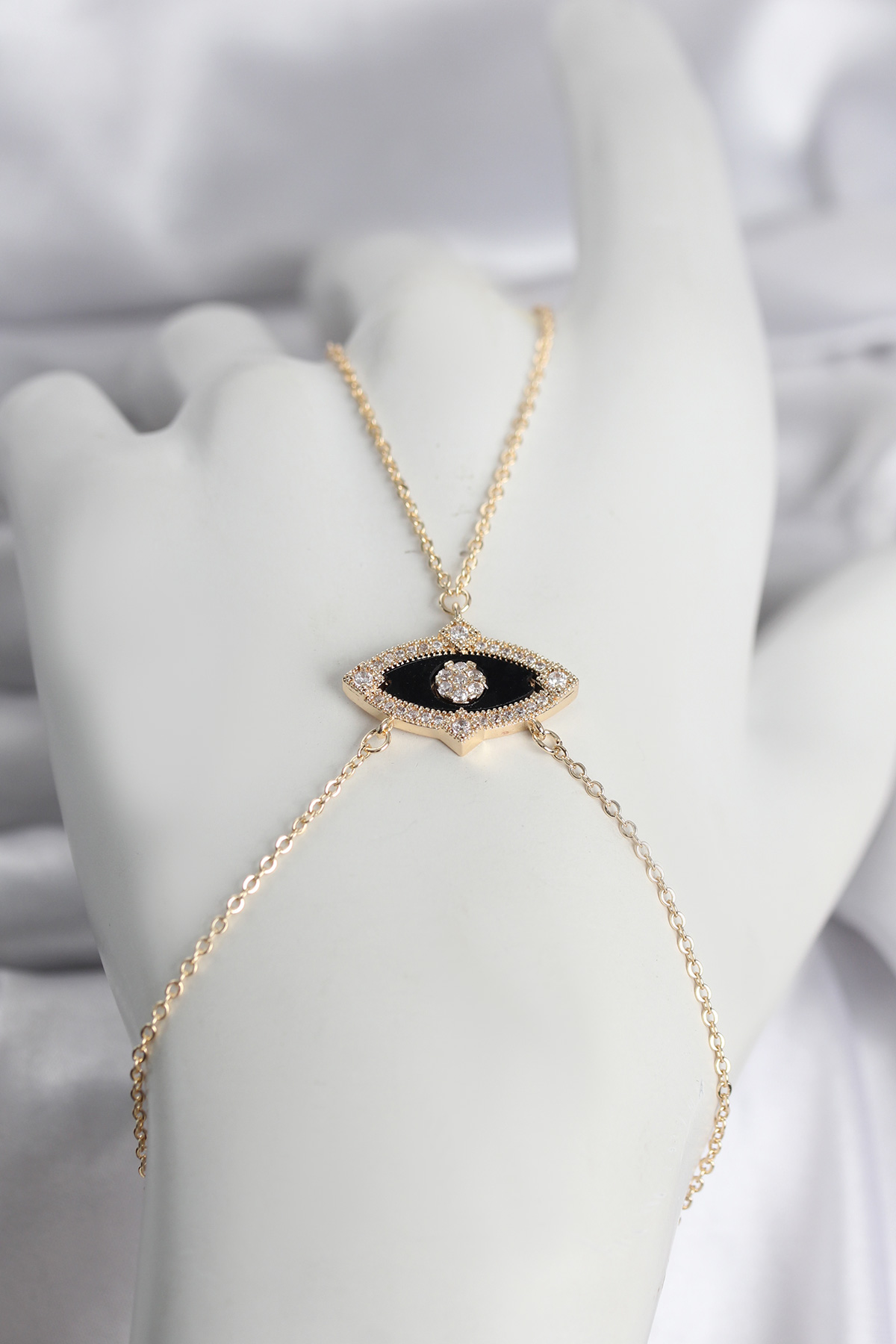 Pirinç Göz Model Gold Renk Zirkon Taşlı Kadın Şahmeran 5886