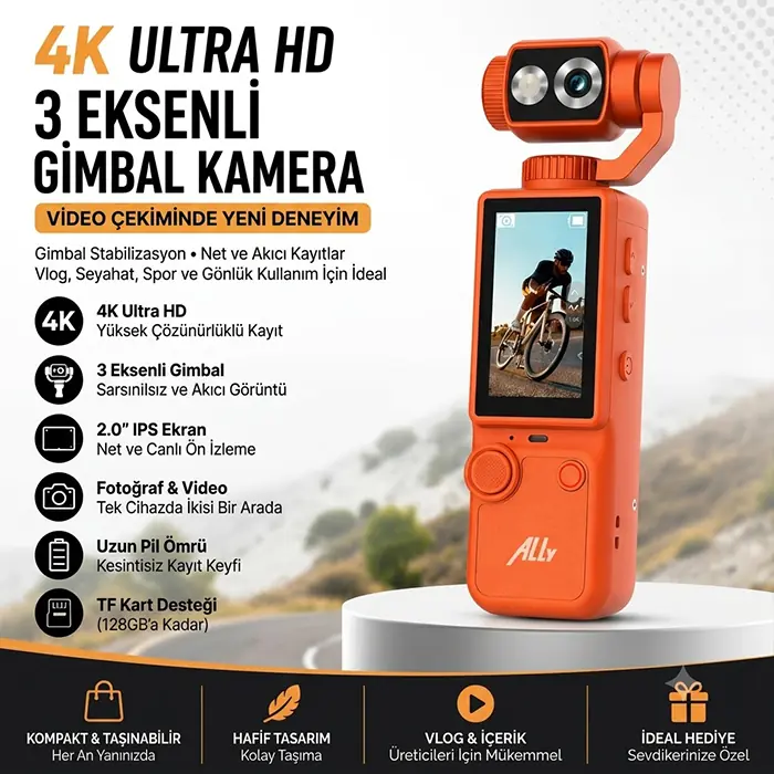 Ally Q8 PocketPro 4K Dijital Vlog Kamerası