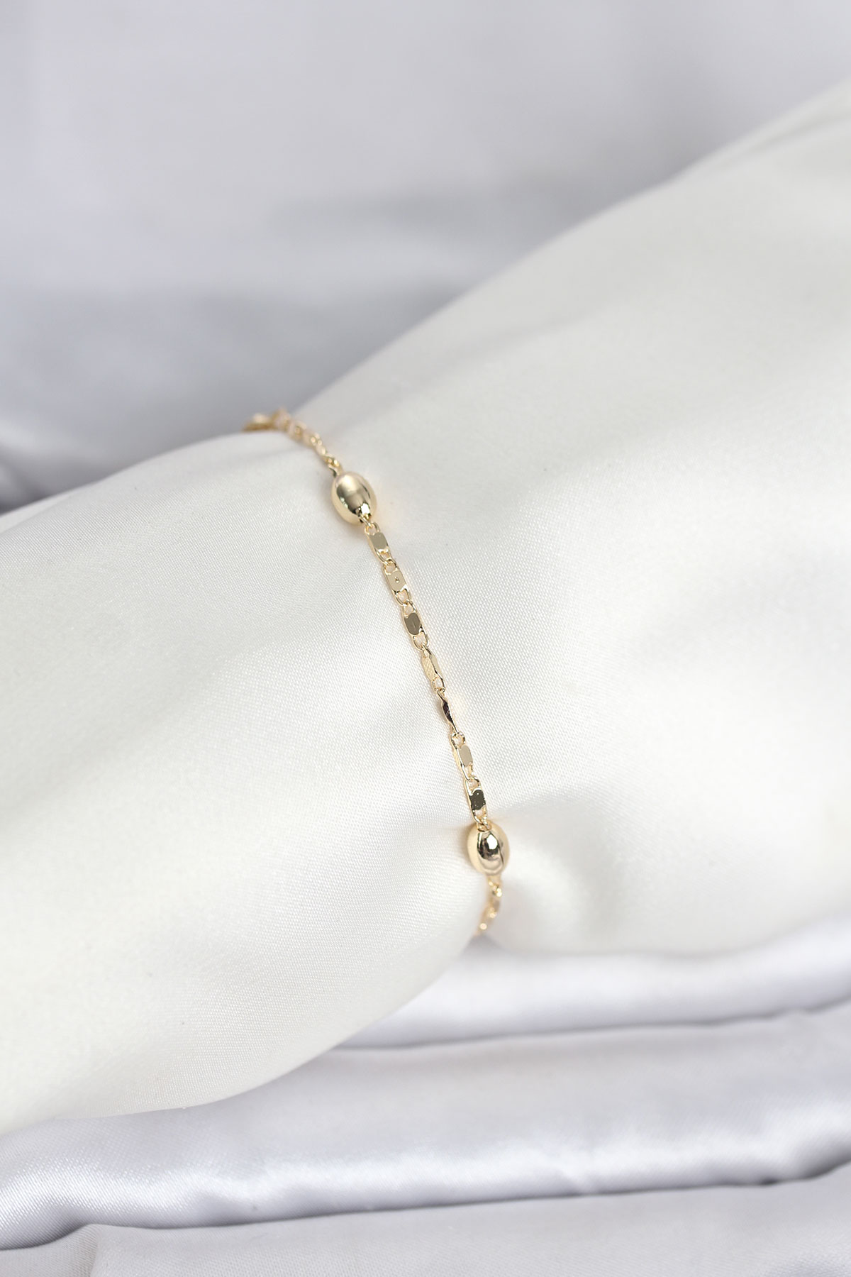 CM 14K Gold Renk Damla Topçuk Model Kadın Bileklik 5886