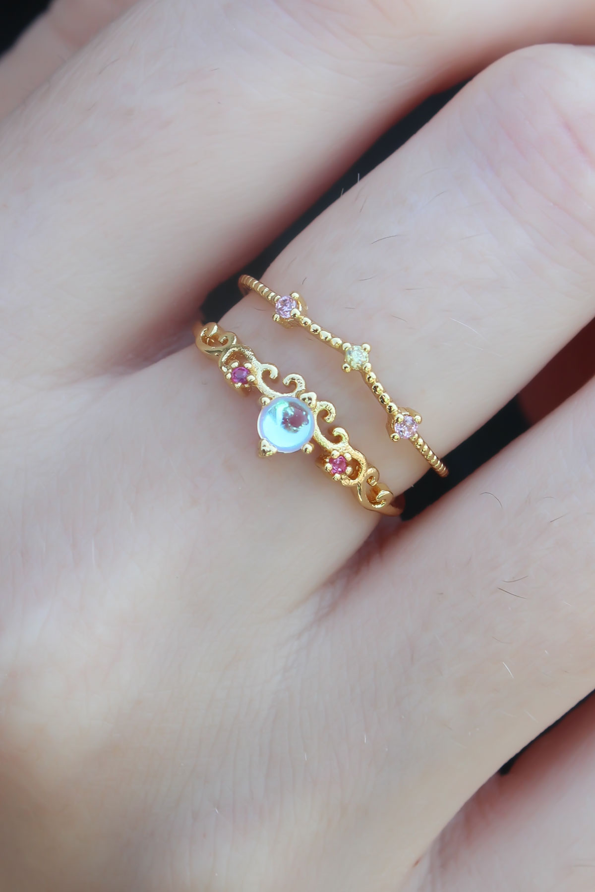 Gold Renk Zirkon Taşlı Taç Model Kadın Yüzük 5886
