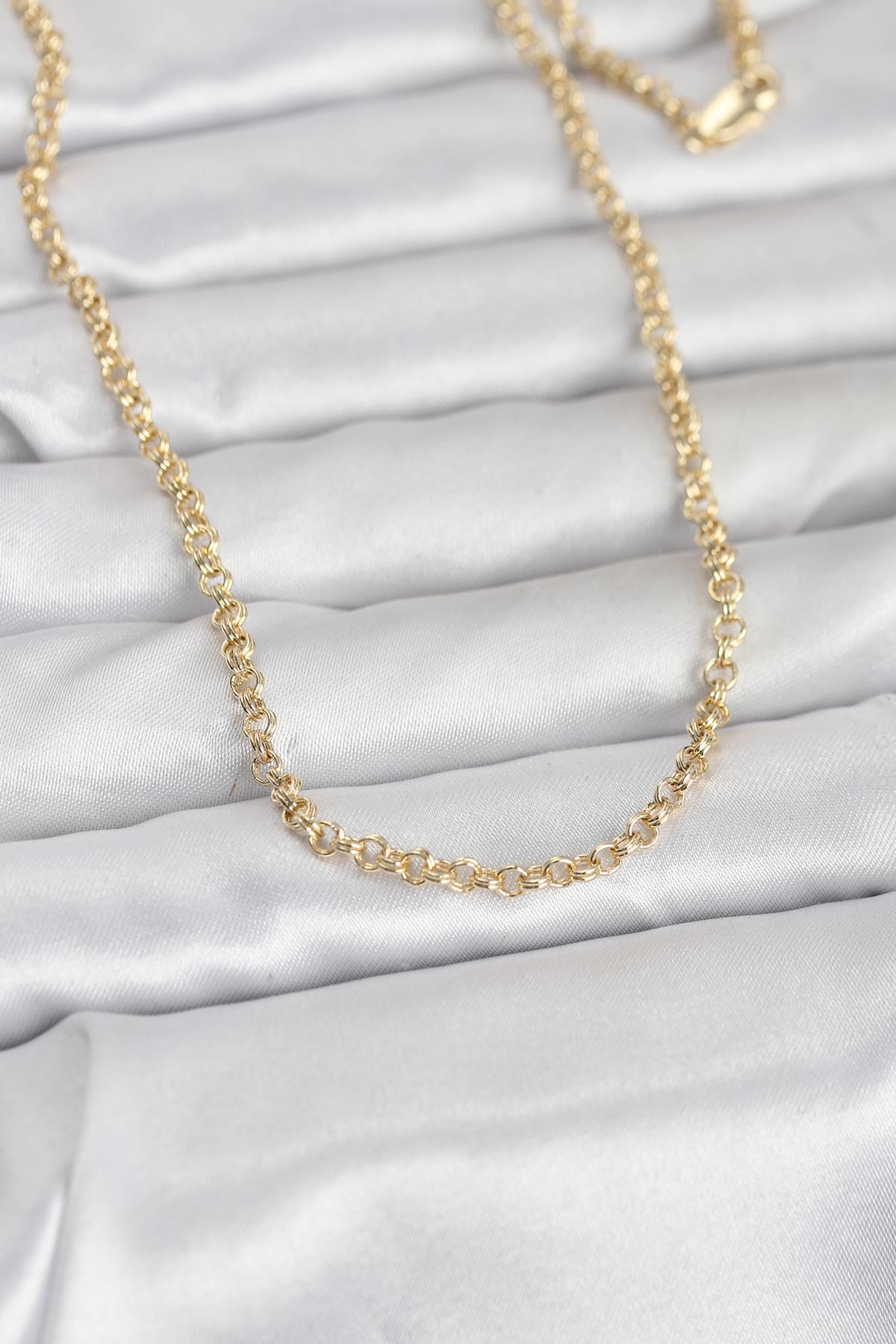 CM 14K Gold Renk Halka Zincir Model 60 cm Kadın Kolye 5886